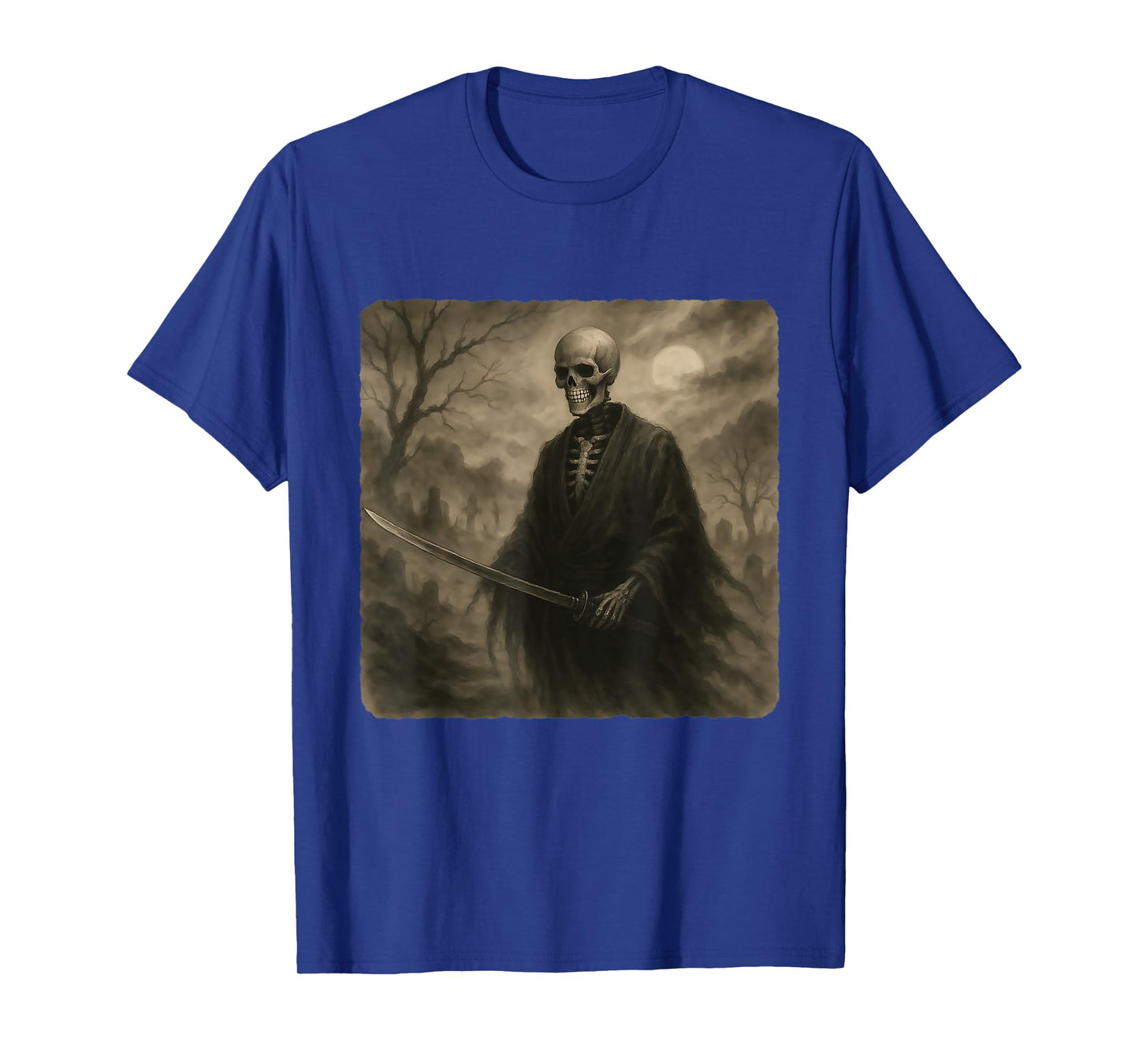 Skeleton Samurai Warrior Katana Kimono Zen Sumi-E Vintage T-Shirt