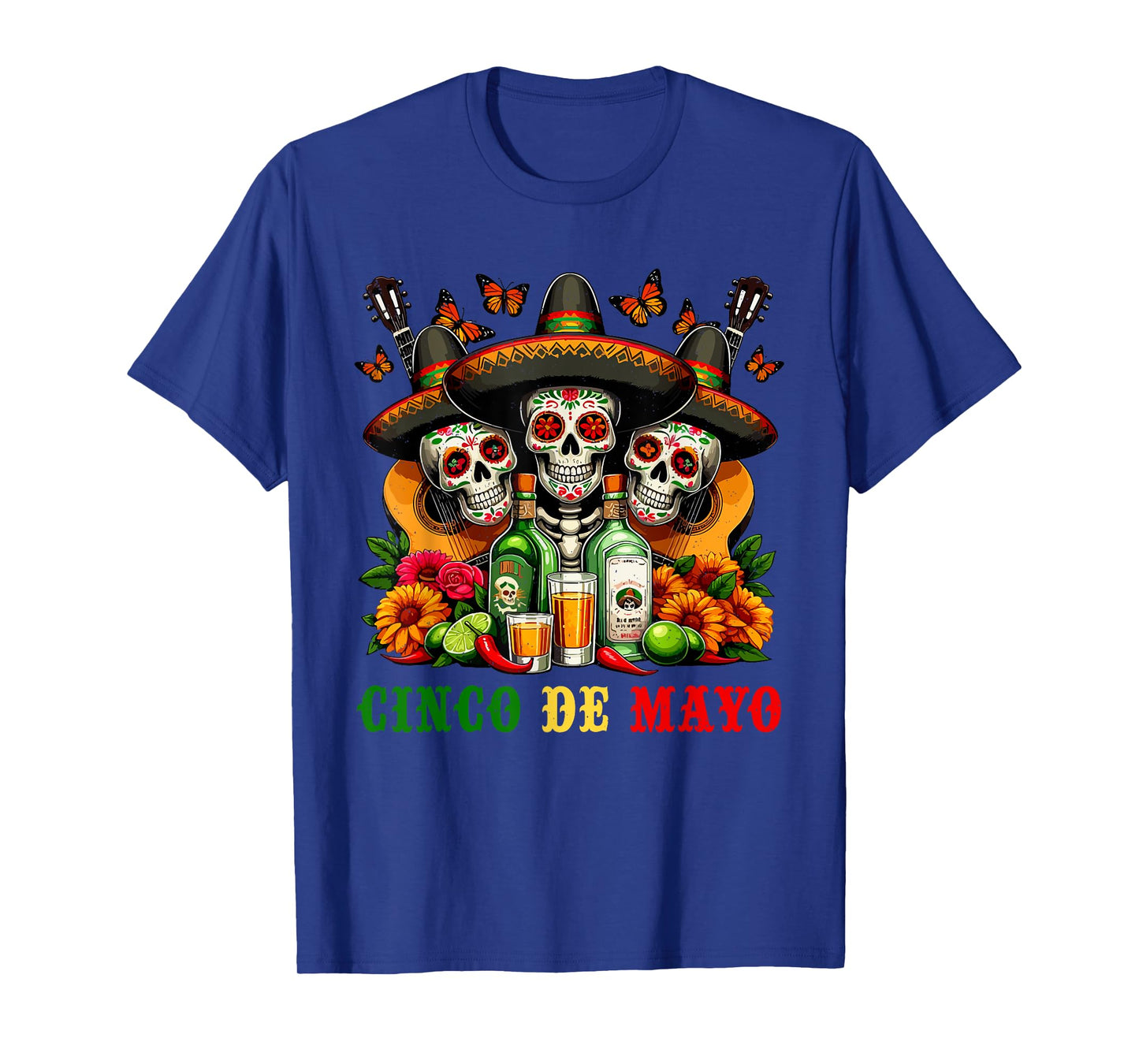 Sugar Skull Tequila Cinco De Mayo Mexican Fiesta Celebration T-Shirt