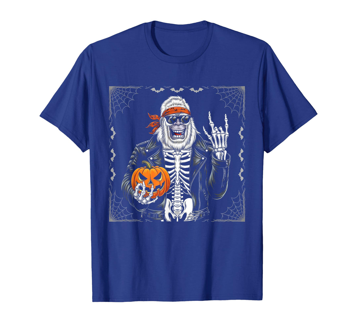 Spooky Bigfoot Jack O Lantern Skeleton Halloween Men Youths T-Shirt