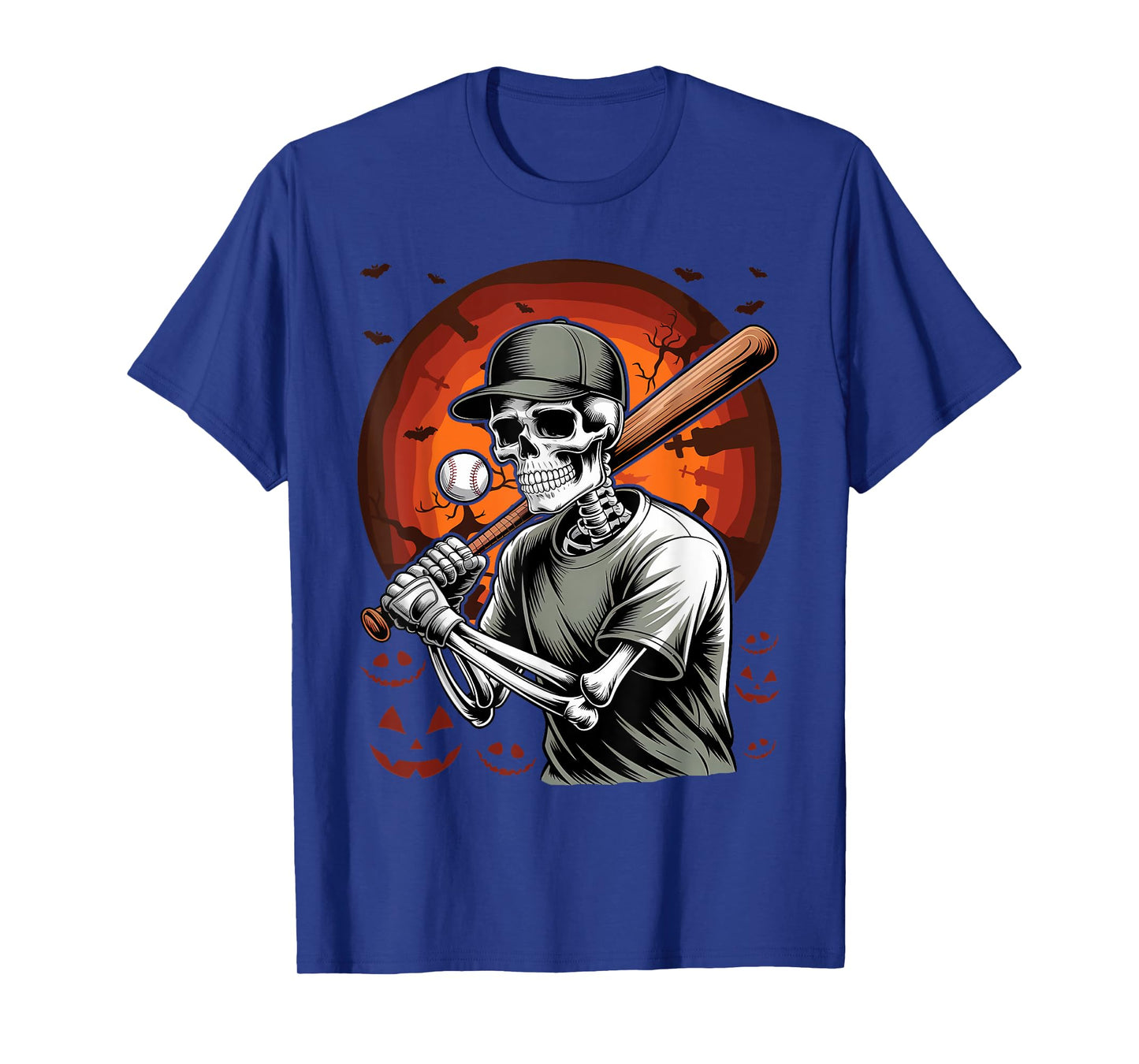 Skeleton Playing Baseball Halloween Skull Lover T-Shirt
