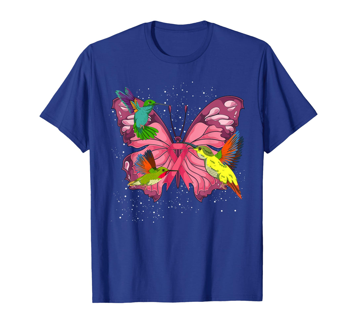 Hummingbird Butterfly Pink Ribbon Breast Cancer Awareness T-Shirt