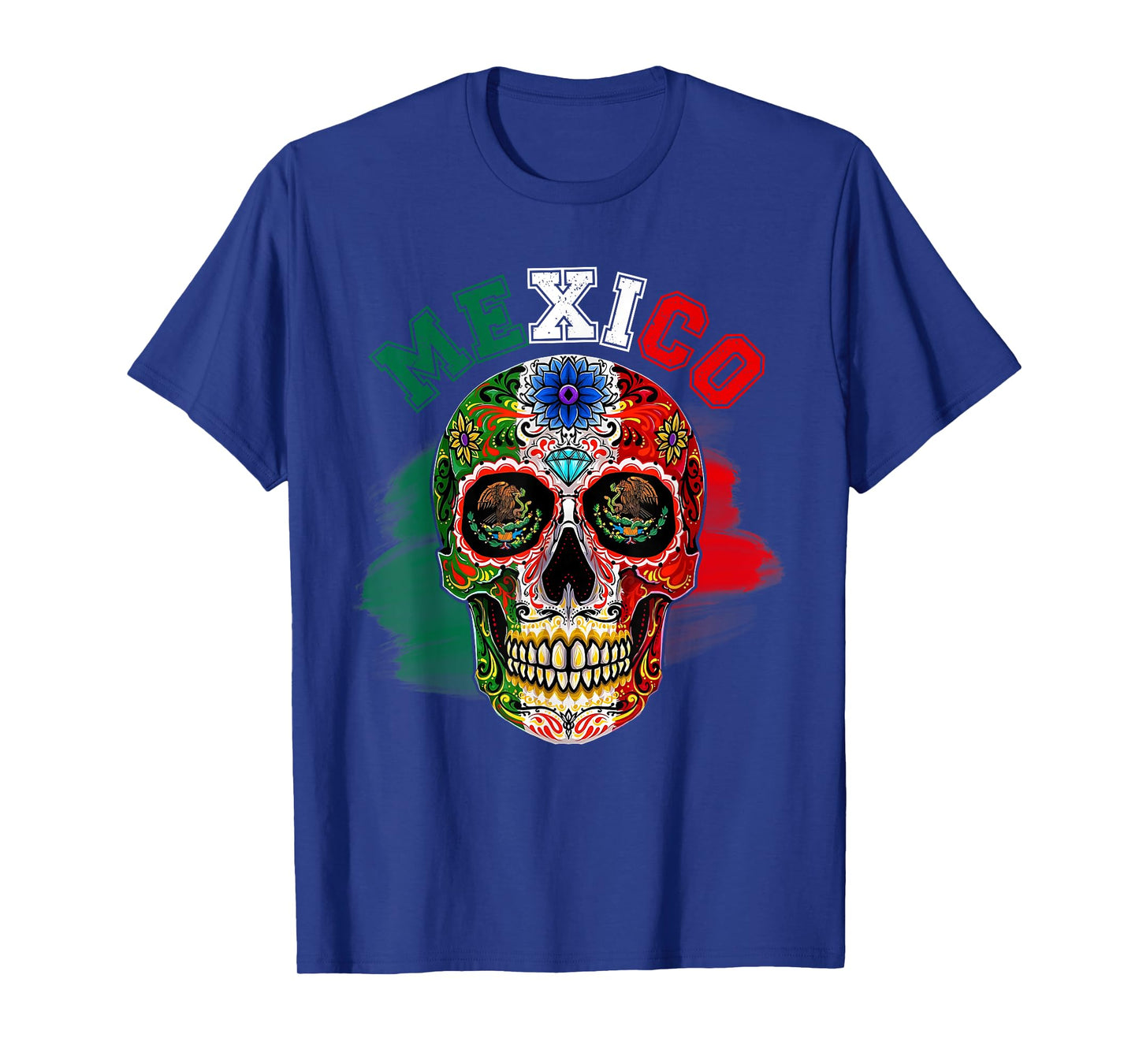 Mexico Sugar Skull Mexican Flag Independence Day Hispanic T-Shirt