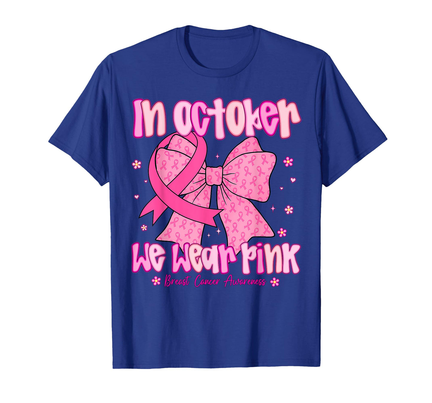In October We Wear Pink Breast Cancer Coquette Bow T-Shirt