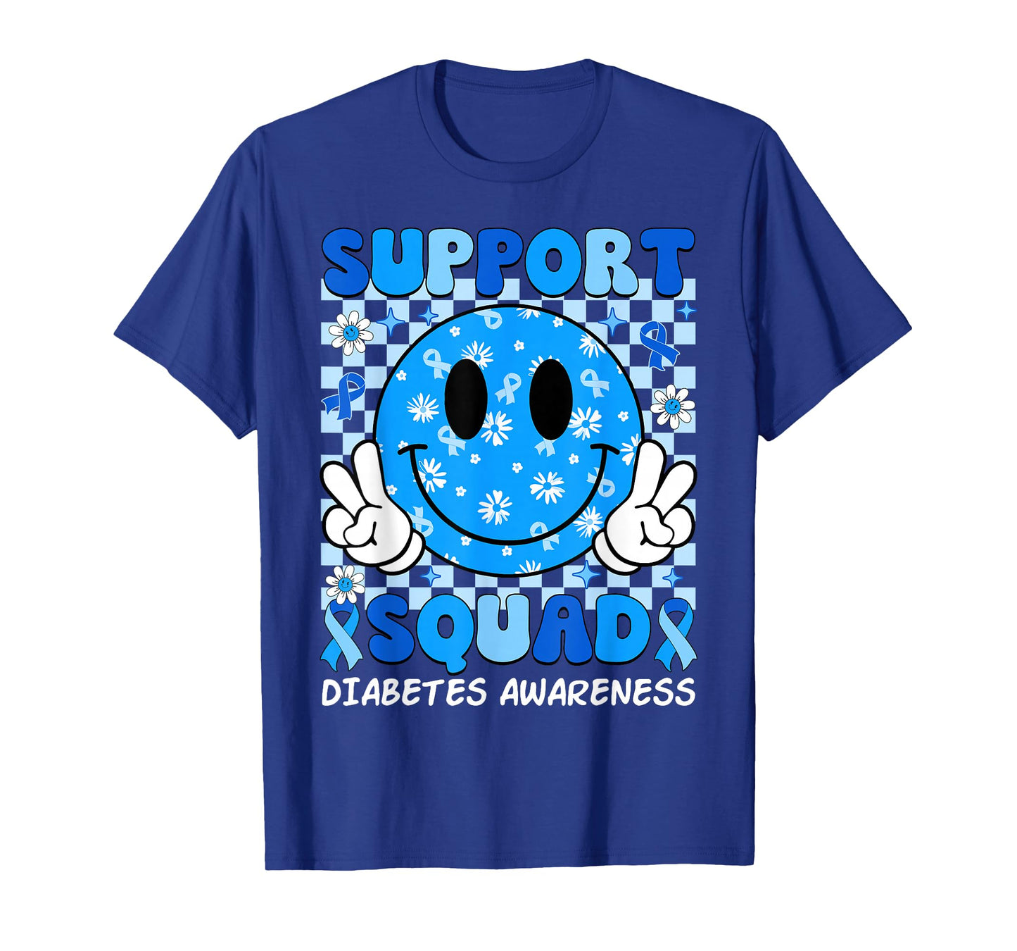 Support Squad Diabetes Awareness Shirt Blue Smile T1D Type 1 T-Shirt