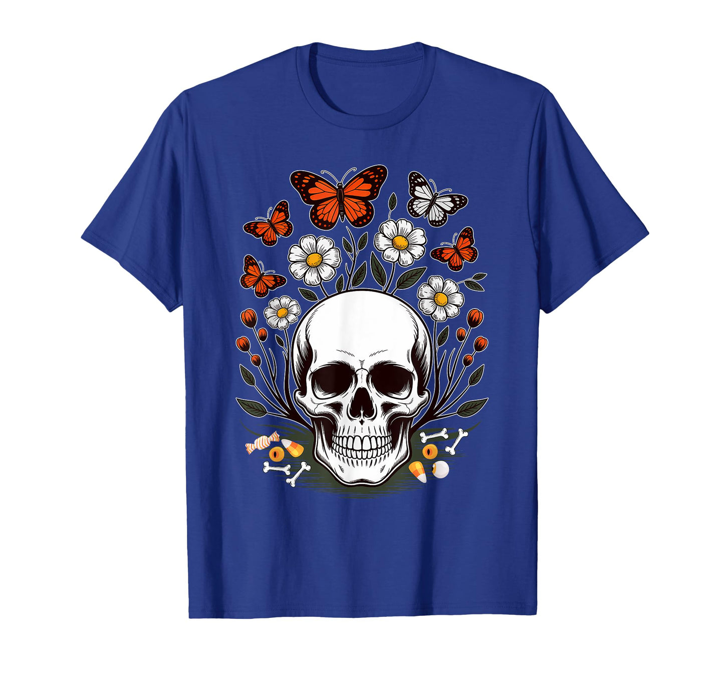 Halloween Skull Underground Flowers Skeleton Costume Women T-Shirt