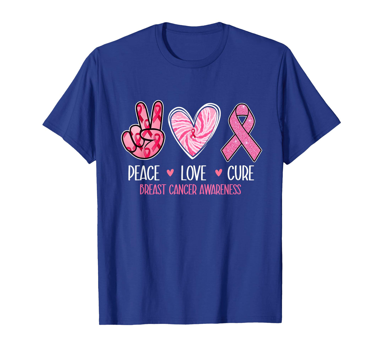 Peace Love Cure - Breast Cancer Awareness Pink Ribbon T-Shirt