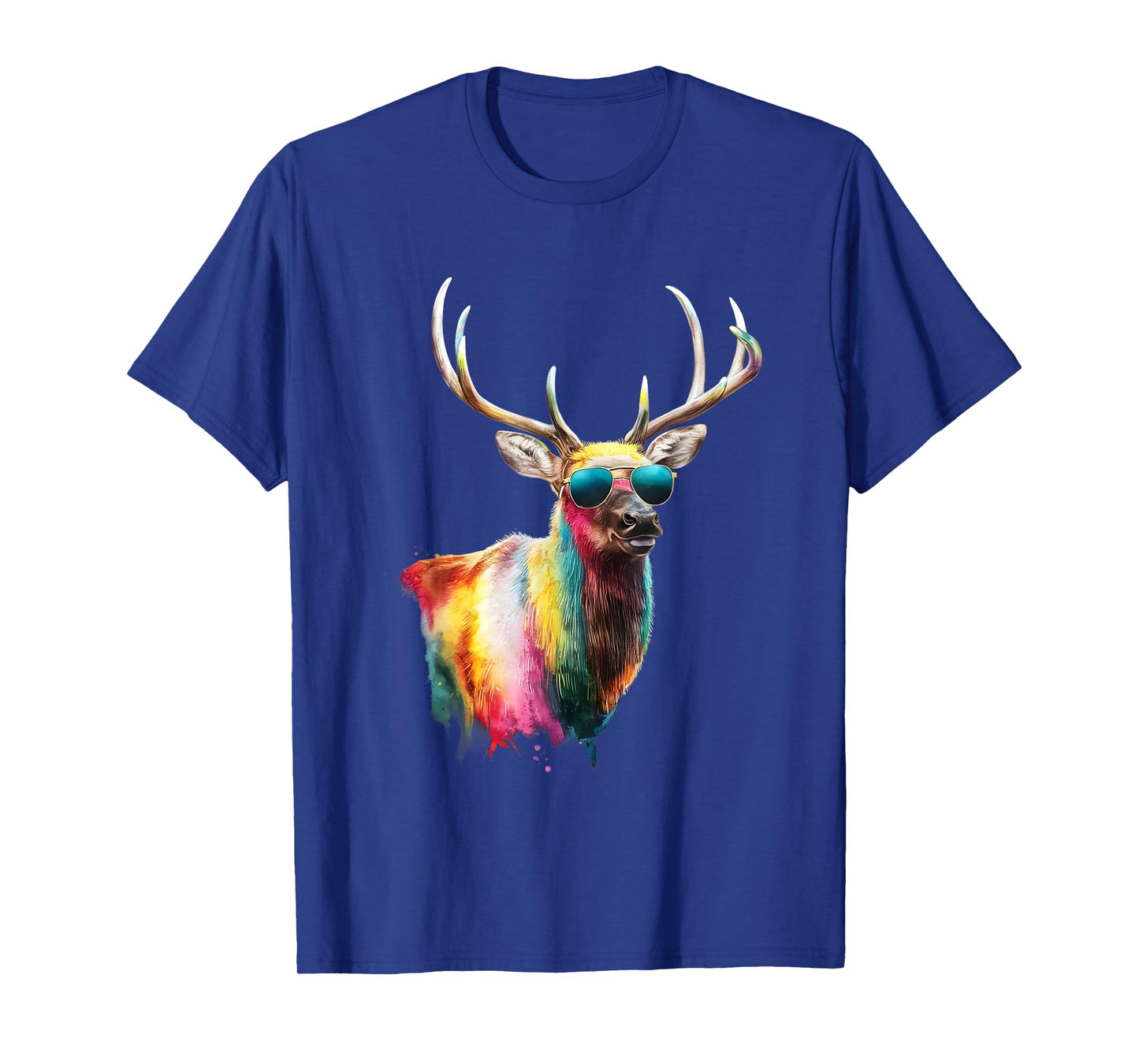 Elk Men Woman Colorful Watercolor Elk T-Shirt