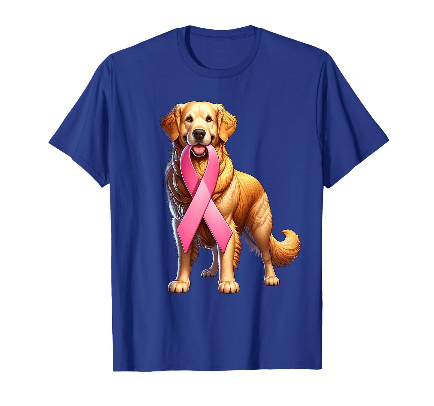 Breast Cancer Awareness Golden Retriever Pink Ribbon Dog T-Shirt