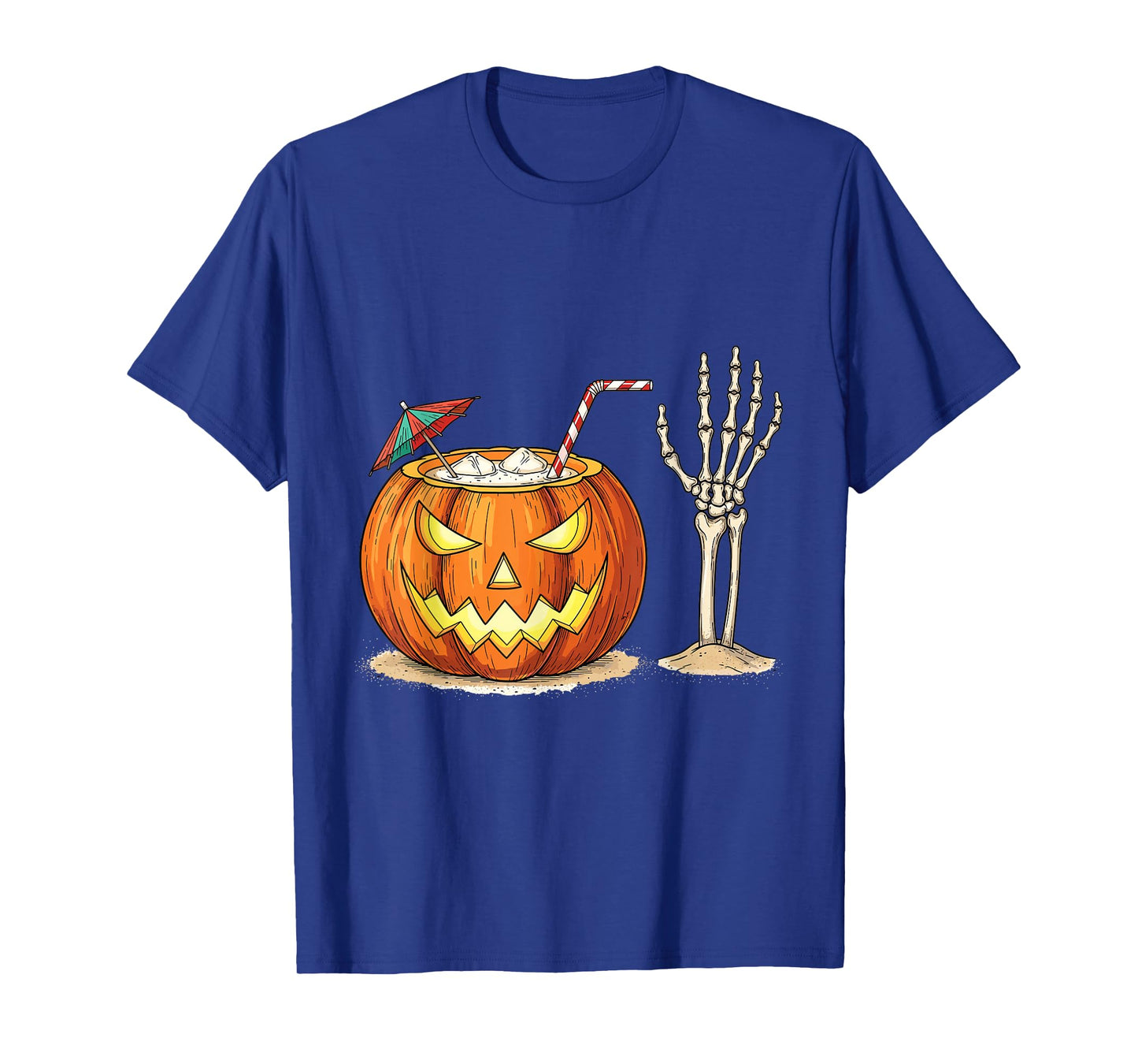 Spooky Pumpkin Cocktail with Skeleton Hand T-Shirt
