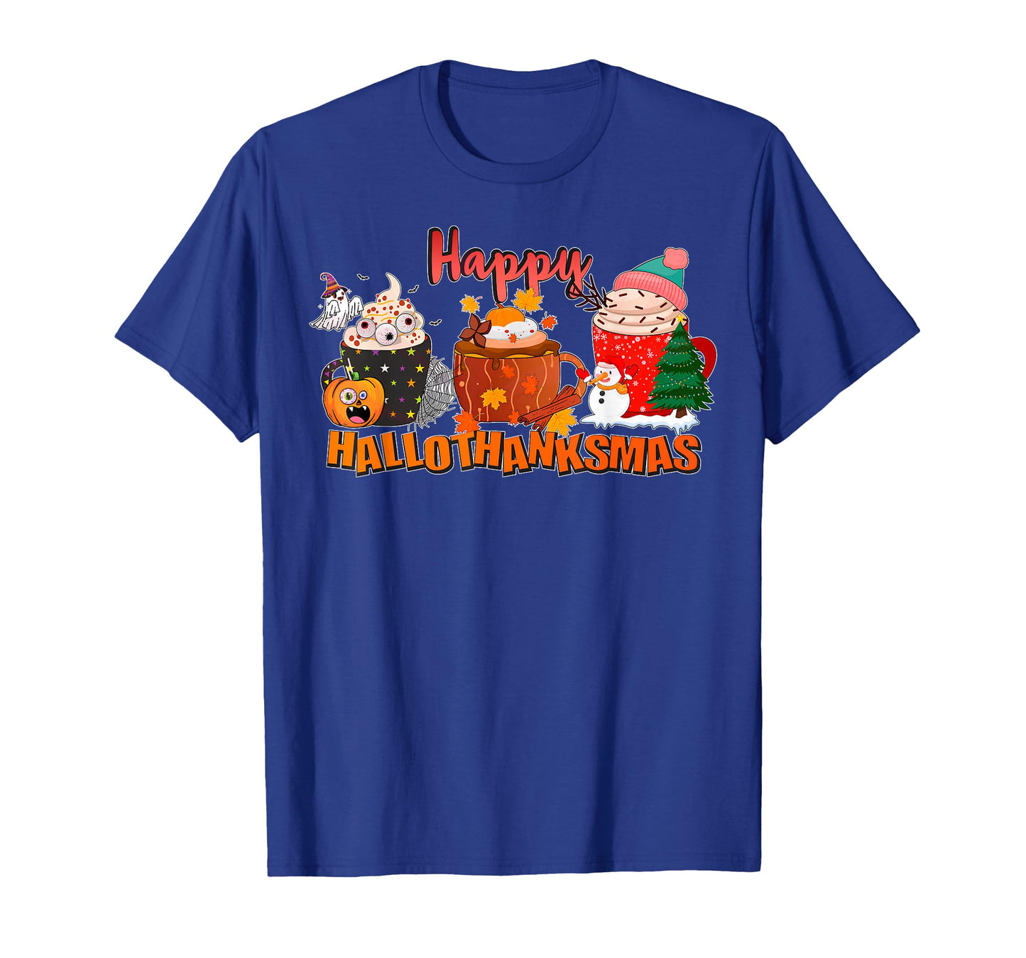 Happy Hallothanksmas Halloween Coffee Latte Thanksgiving T-Shirt