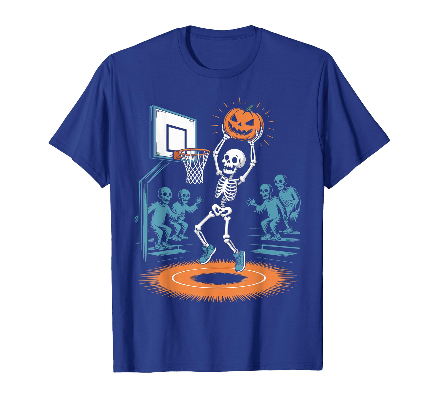Skeleton Basketball Pumpkin Spooky Halloween Baller T-Shirt