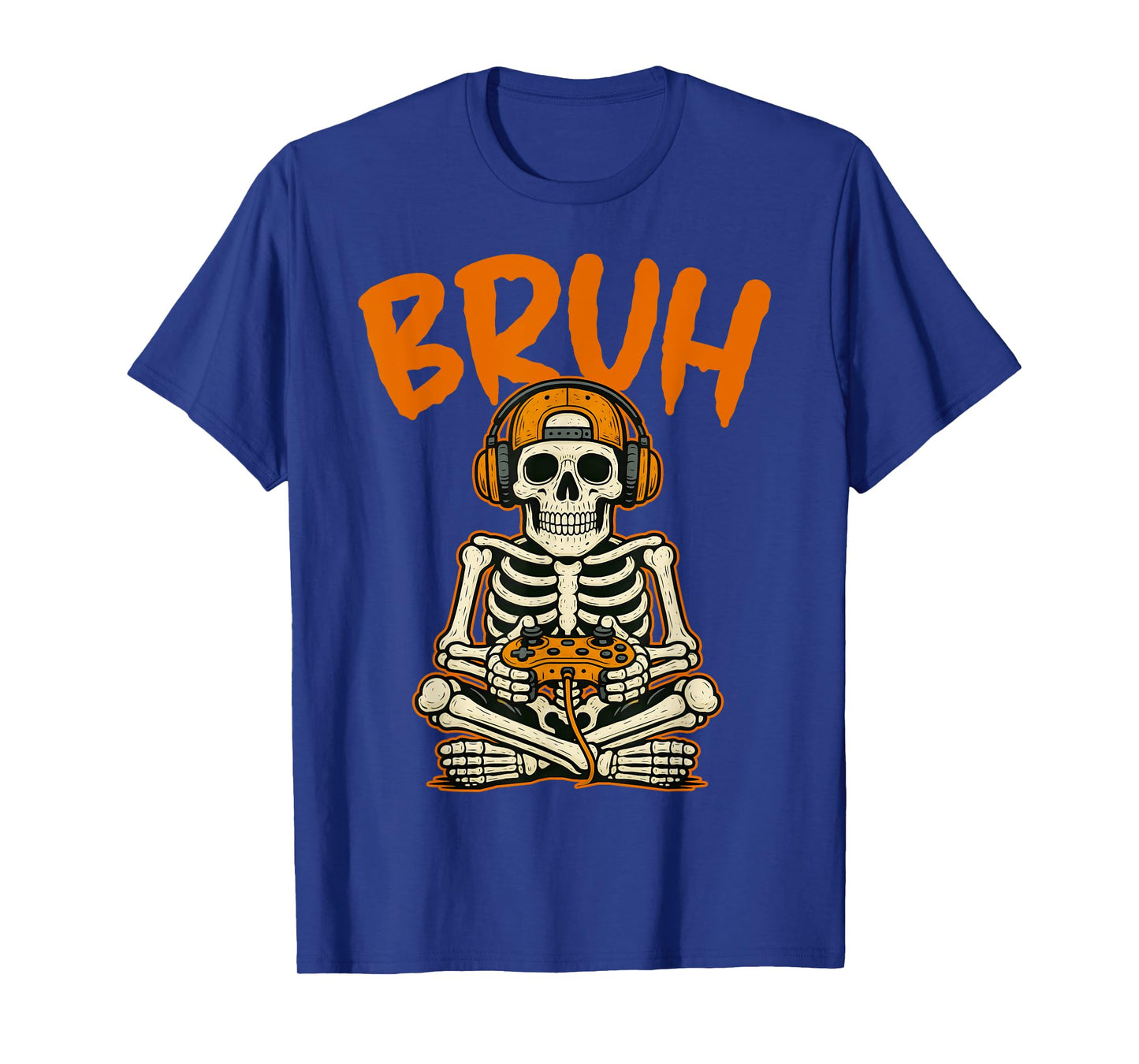 Bruh Skeleton Gamer Funny Halloween Video Gaming Boys Kids T-Shirt