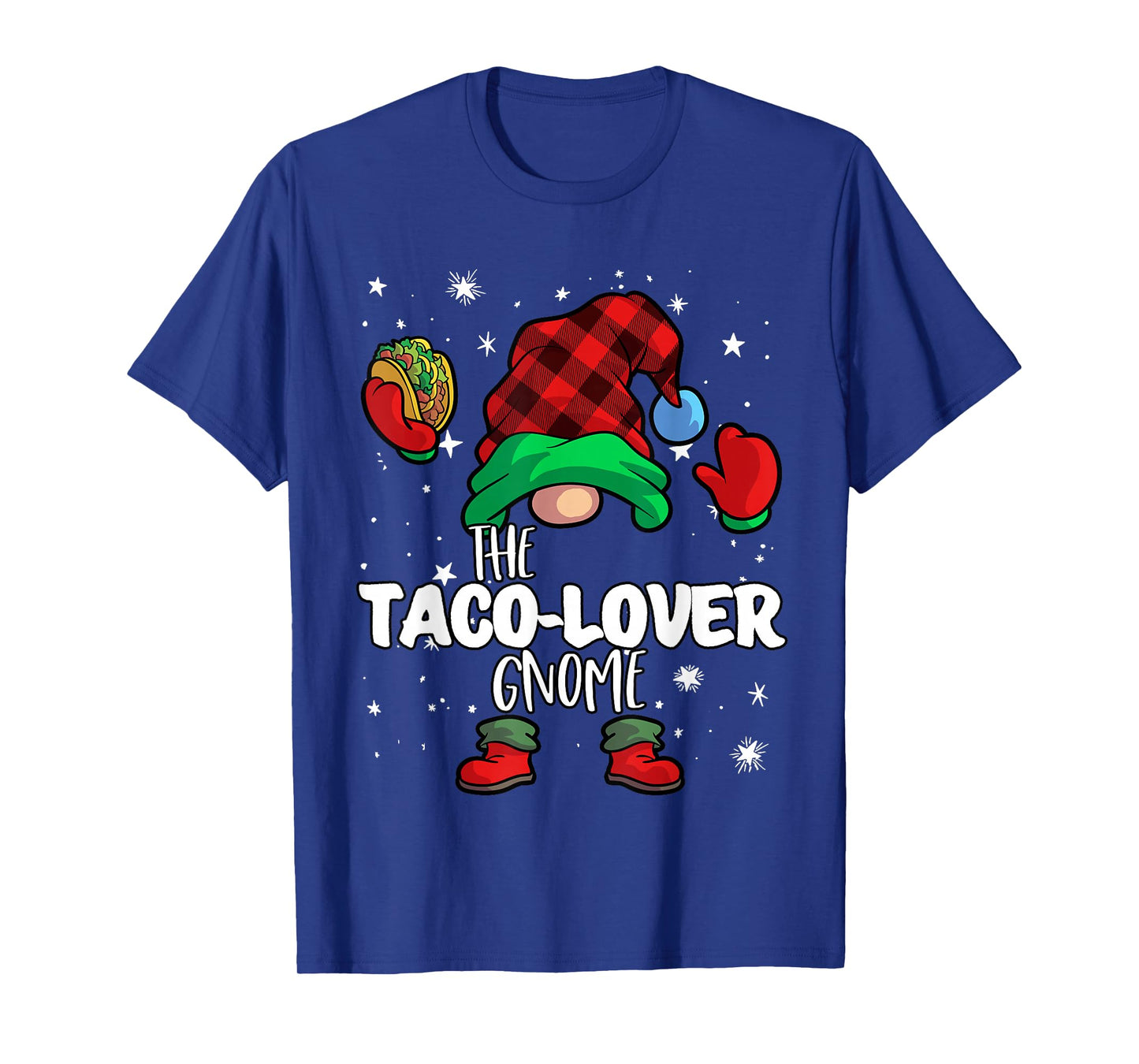 Taco Lover Gnome Red Buffalo Plaid Matching Family Christmas T-Shirt