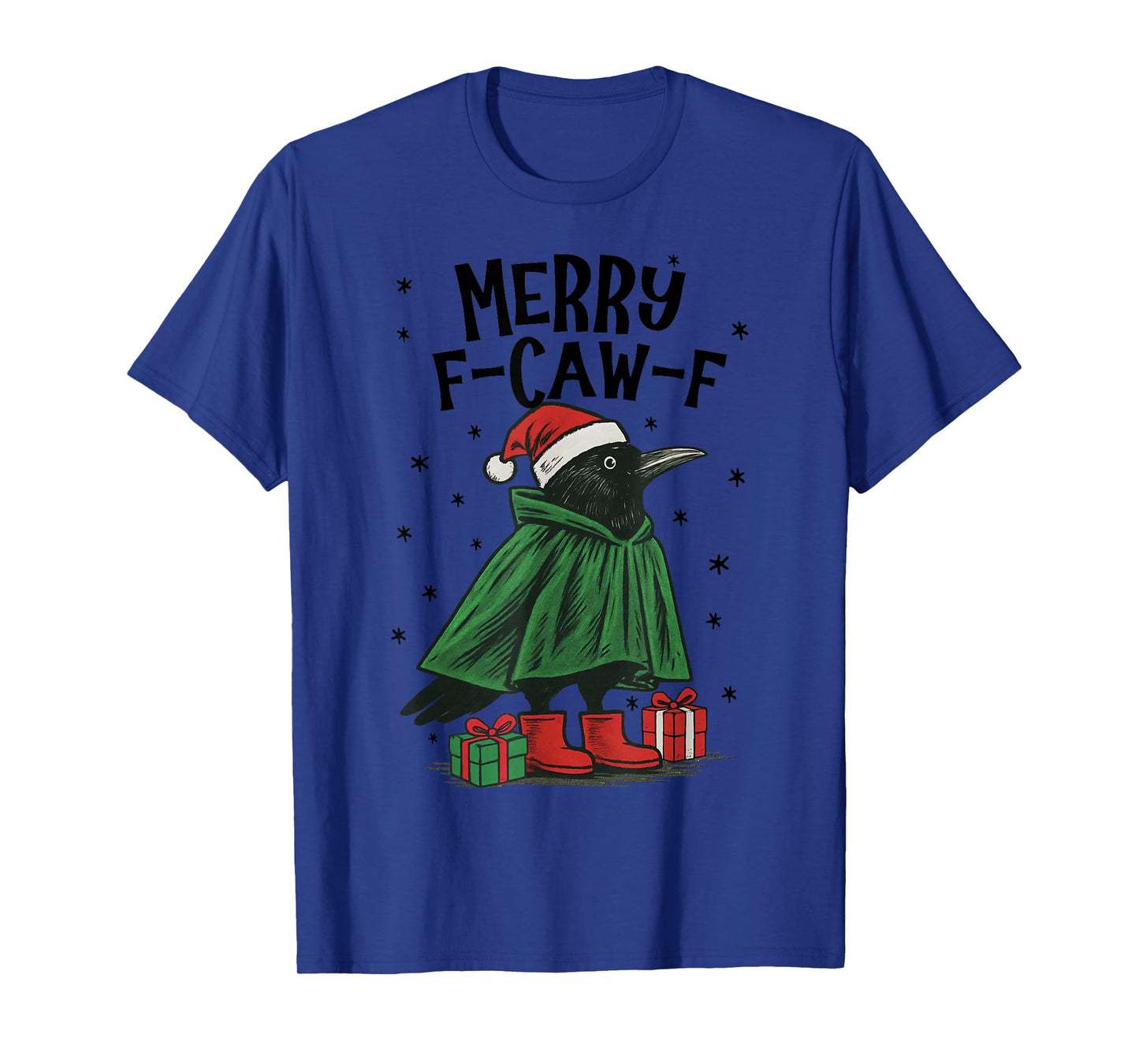Merry F-Caw-F Funny Christmas Black Crow Merry Xmas F-Caw-F T-Shirt