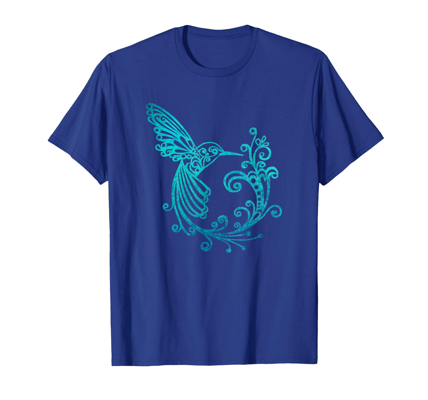 Blue Watercolor Stylized Hummingbird Bird Graphic T-Shirt