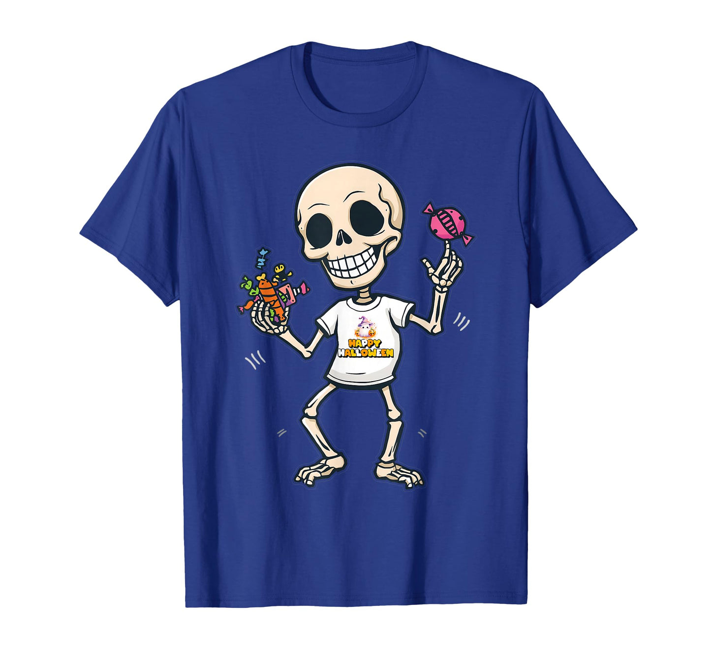 Happy Halloween Dancing Skeleton Candy Fun Cartoon T-Shirt