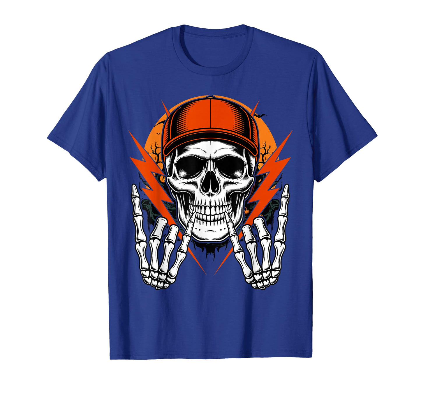Punk Rocker Halloween Costume Skeleton Cap Skater T-Shirt