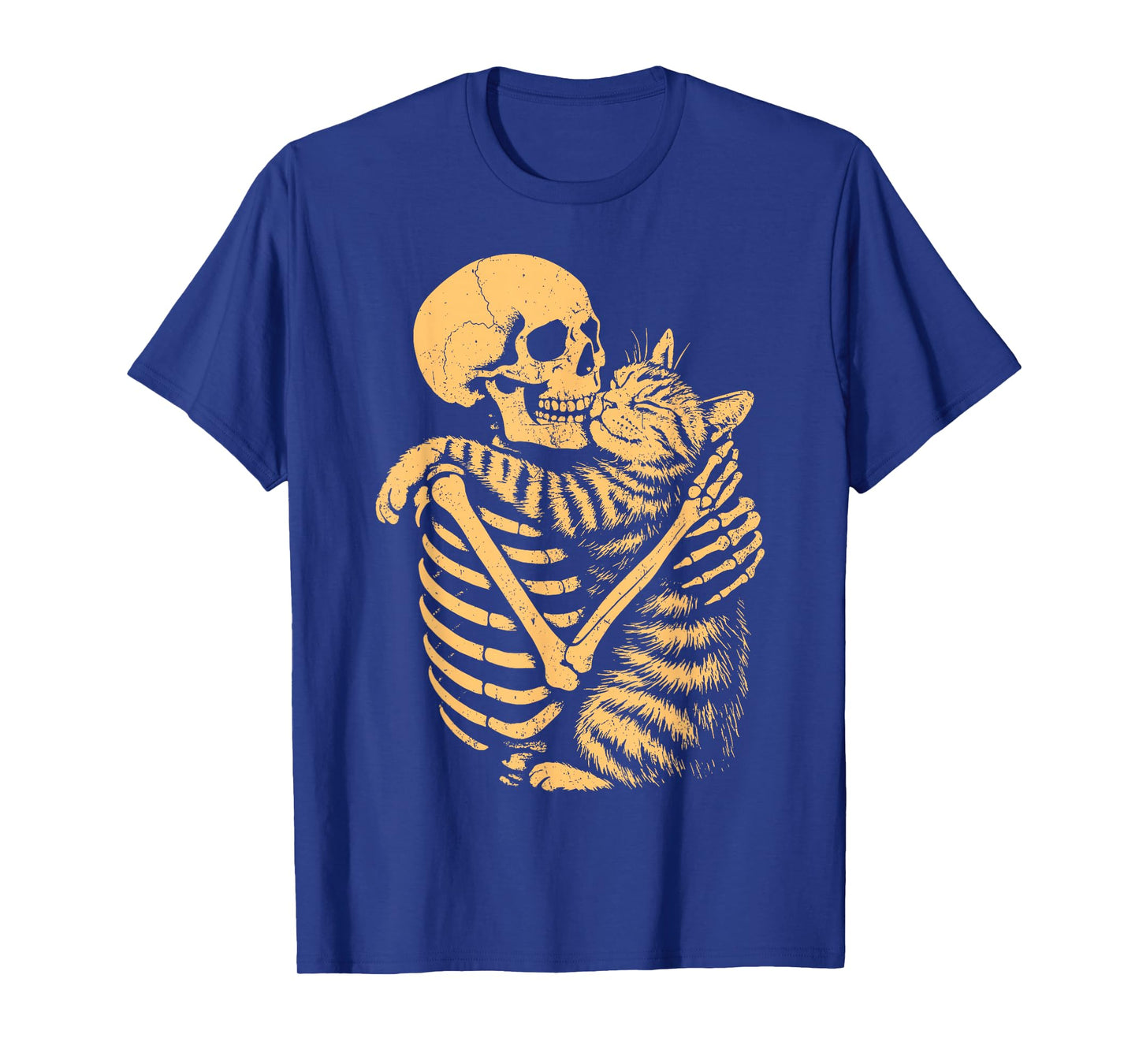 Skeleton Holding Cat Kitten Happy Halloween Costume Day Kids T-Shirt