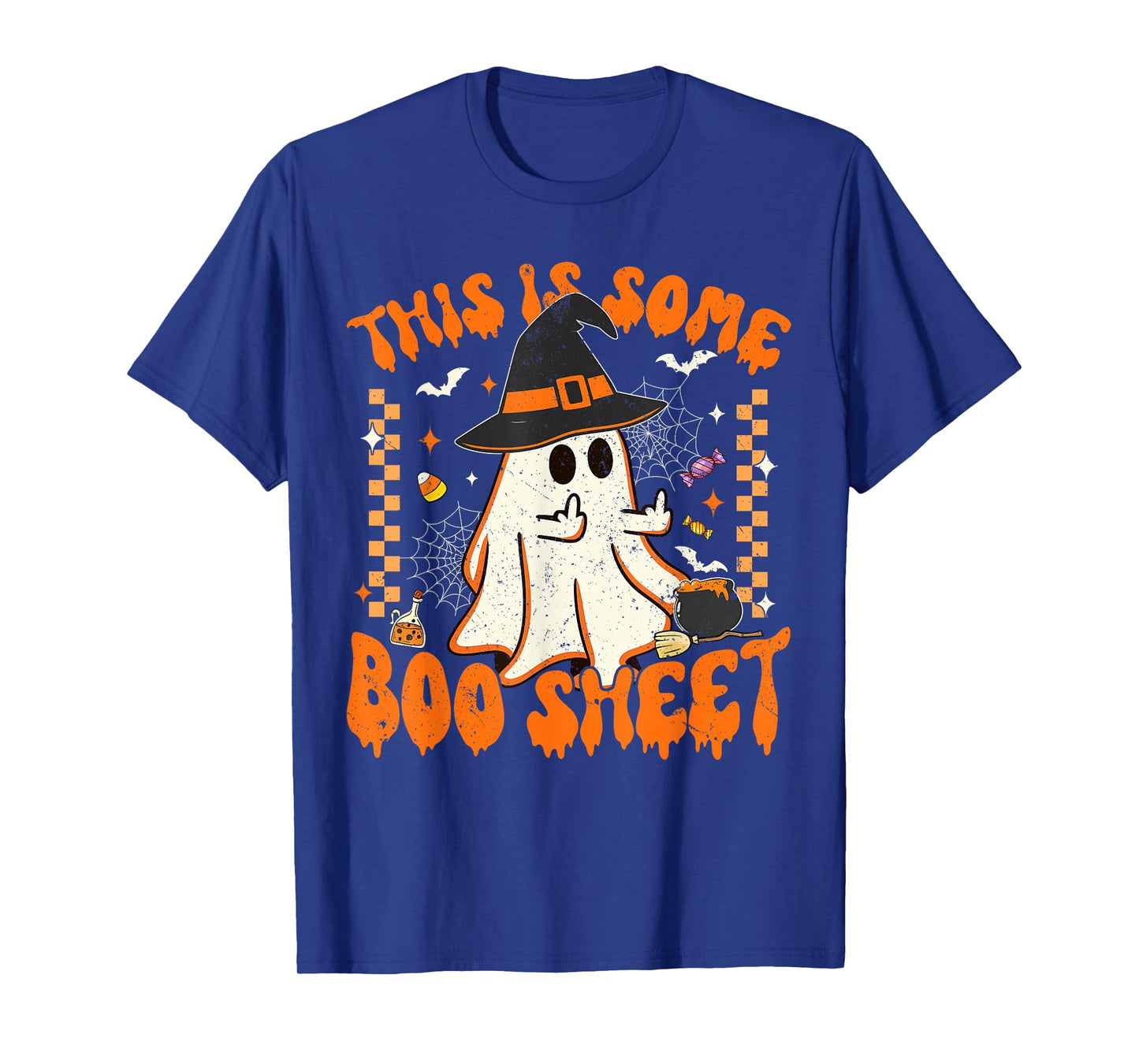 Boo Sheet Ghost Funny Retro Witch Hat Costume Men Women Kids T-Shirt