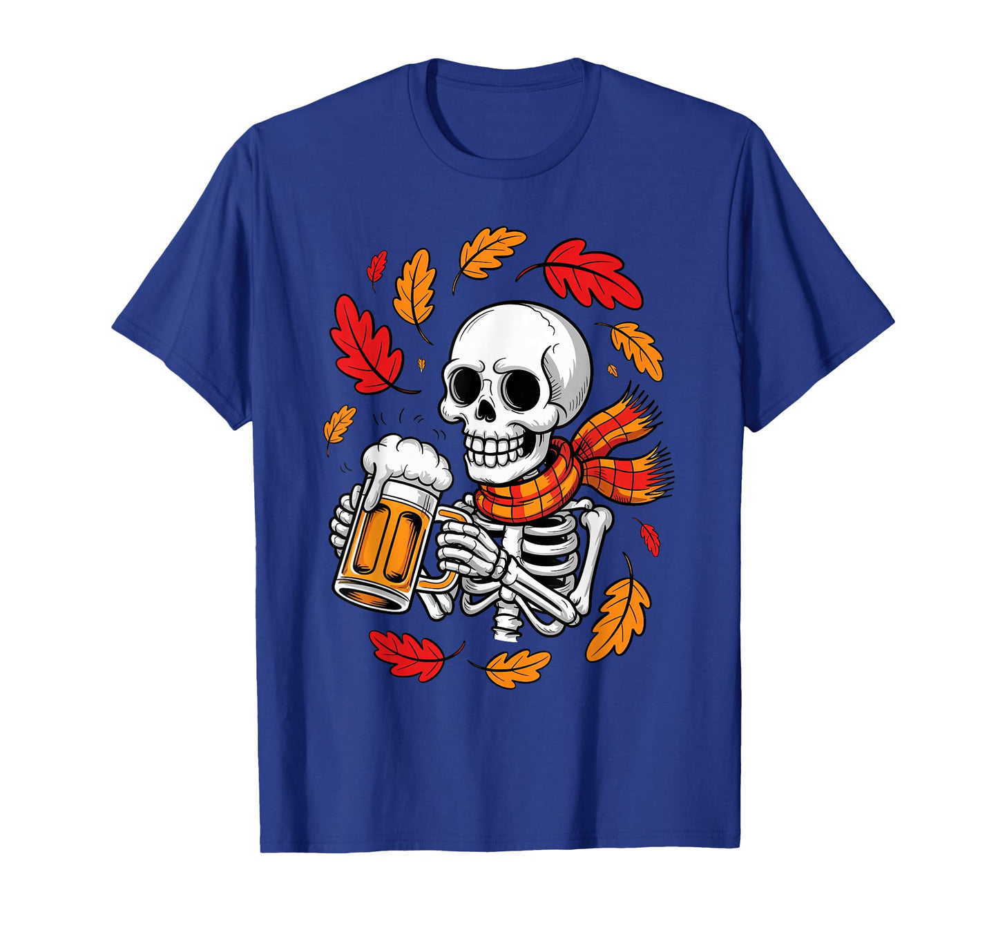 Skeleton Drinking Beer Funny Halloween Autumn Fall Costume T-Shirt
