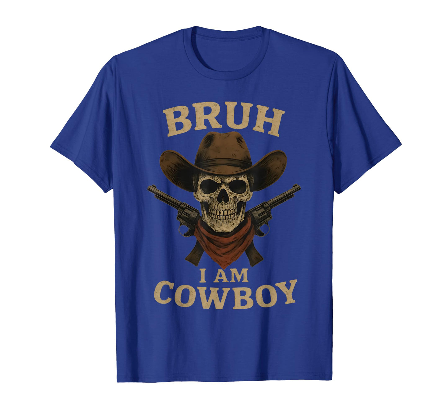 Bruh Skeleton Cowboy Halloween Costume Pretend I'm a Cowboy T-Shirt