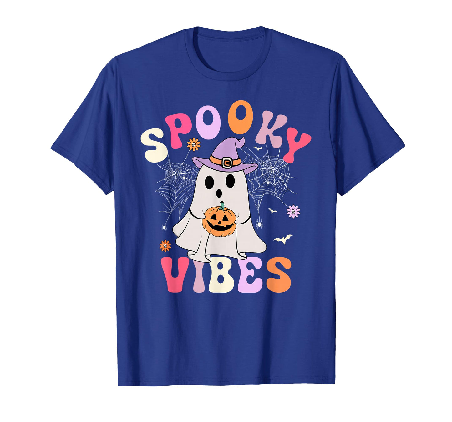 Groovy Halloween Costume Spooky Vibes Pumpkin Boo Ghost T-Shirt