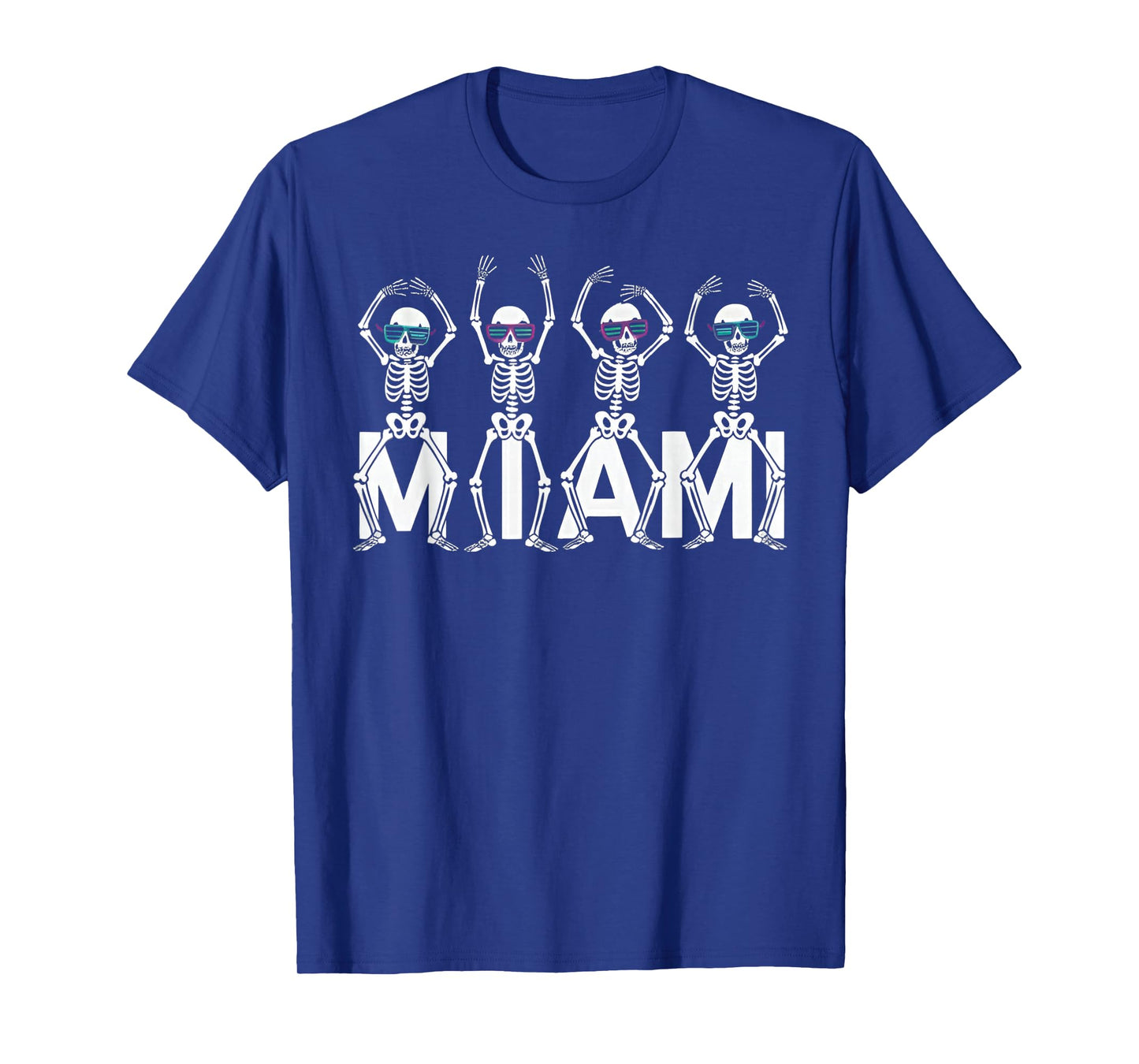 Funny Miami Skeleton Retro Vibes Graphic Apparel T-Shirt