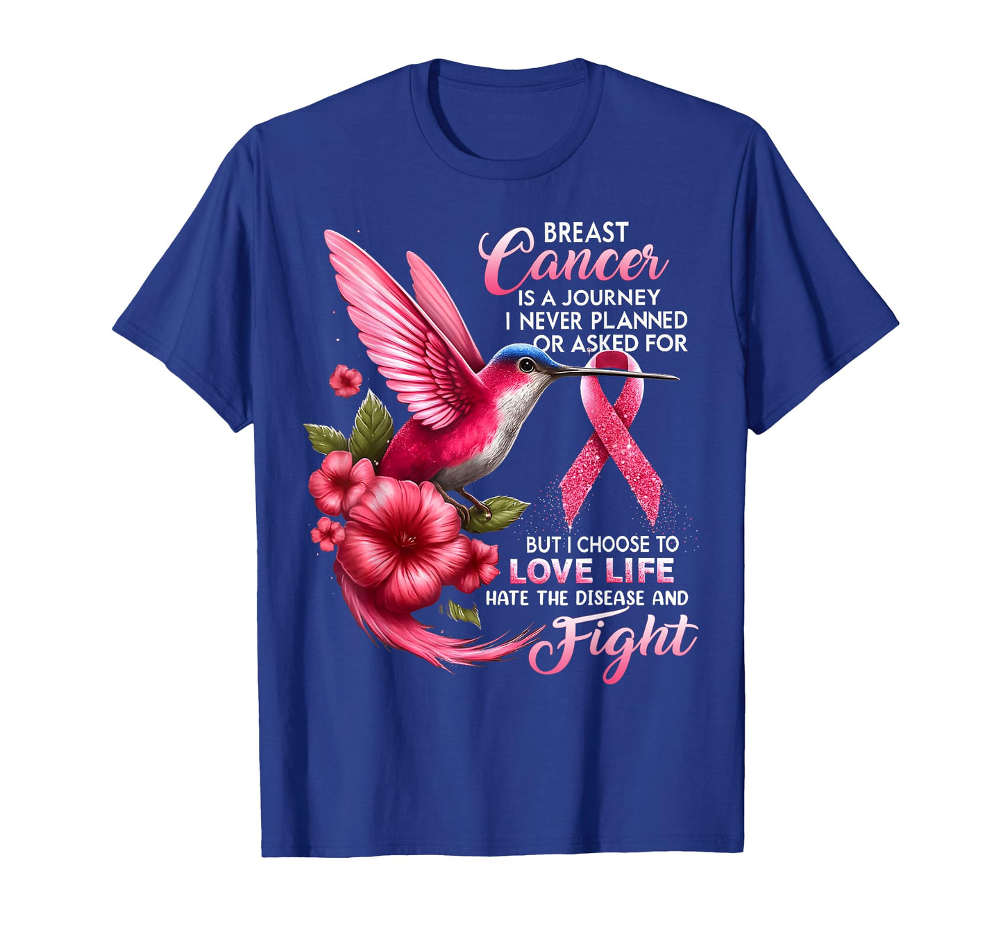 Breast Cancer Awareness Hummingbird Pink Ribbon Positive T-Shirt