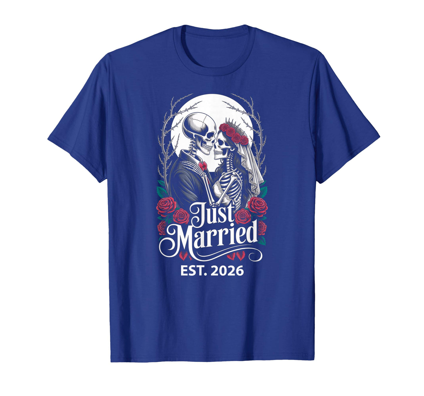 Just Married The Lovers Skeleton Couple Matching Halloween T-Shirt