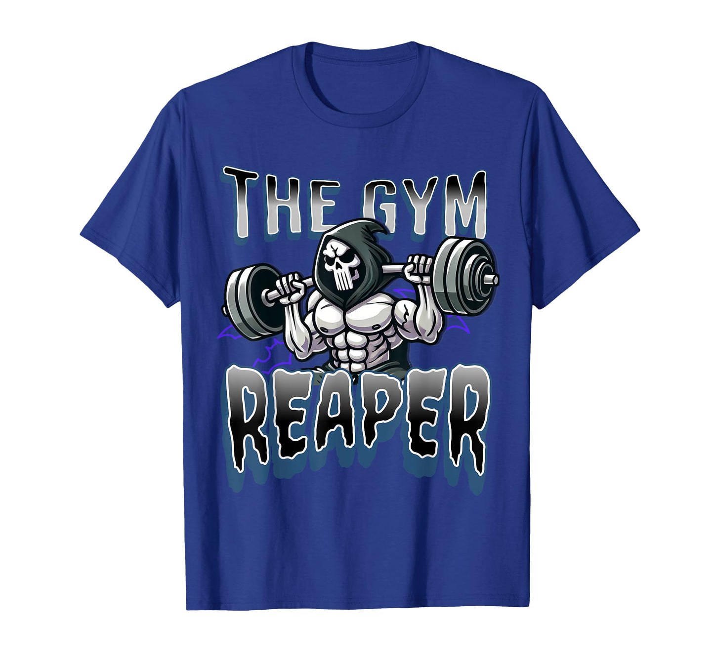 Grim Reaper Workout Gym Halloween T-Shirt: Gym Reaper Design, Black, Unisex-Adults, Short Sleeve, T-Shirt, Size Small