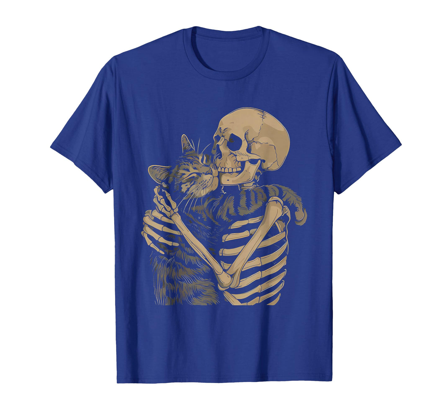 Skeleton Hugging Cat Gothic Cat Lover Spooky Halloween T-Shirt