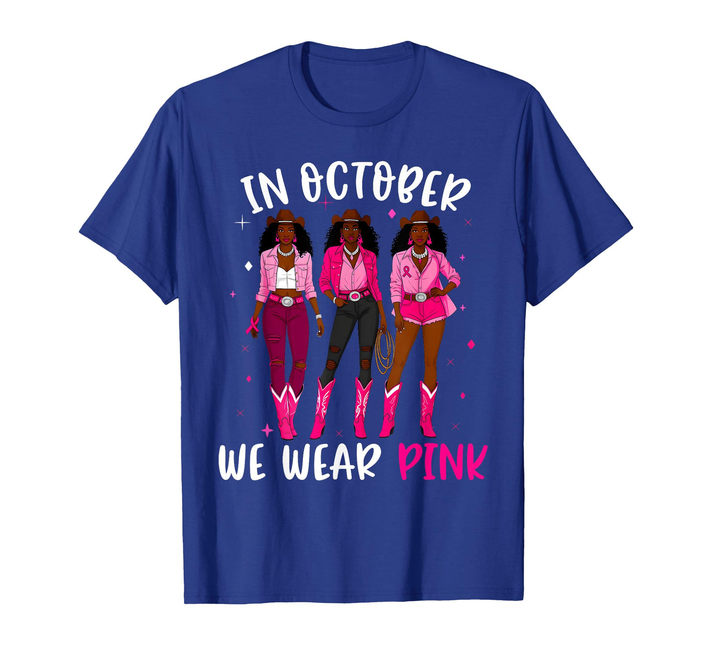 In October We Wear Pink Black Woman Breast Cancer Awareness T-Shirt