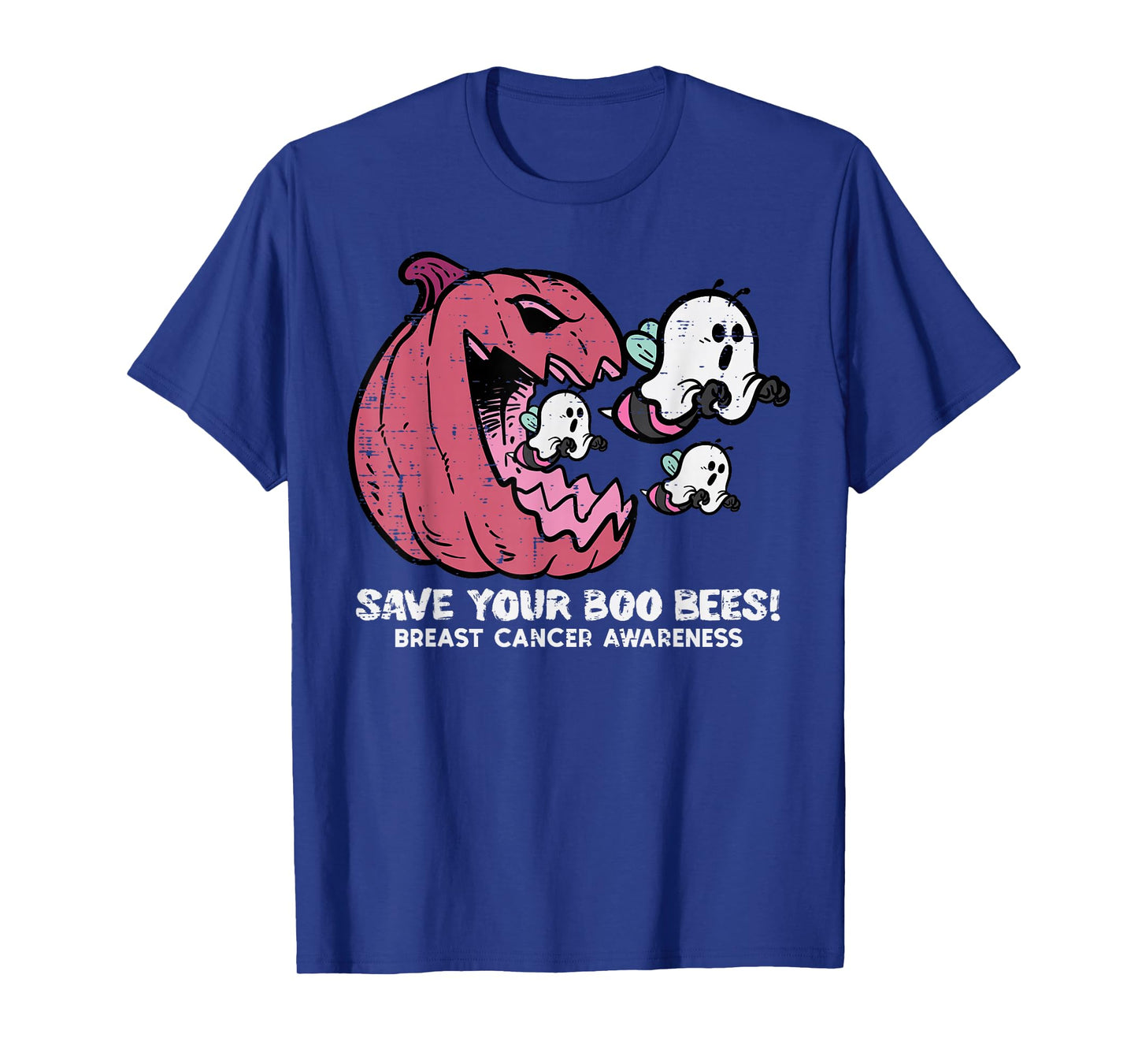 Breast Cancer Pumpkin Save Boo Your Bees Awareness Women Men T-Shirt
