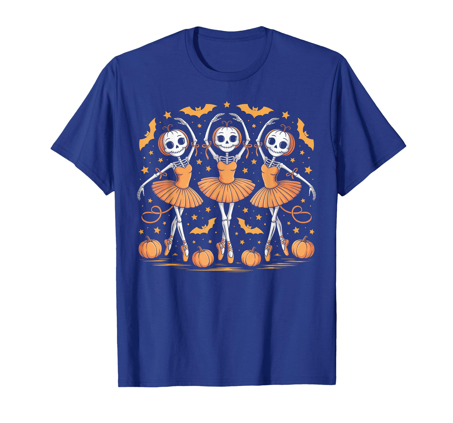 Pumpkin Skeleton Ballet Dancer Halloween Outfit for Women T-Shirt
