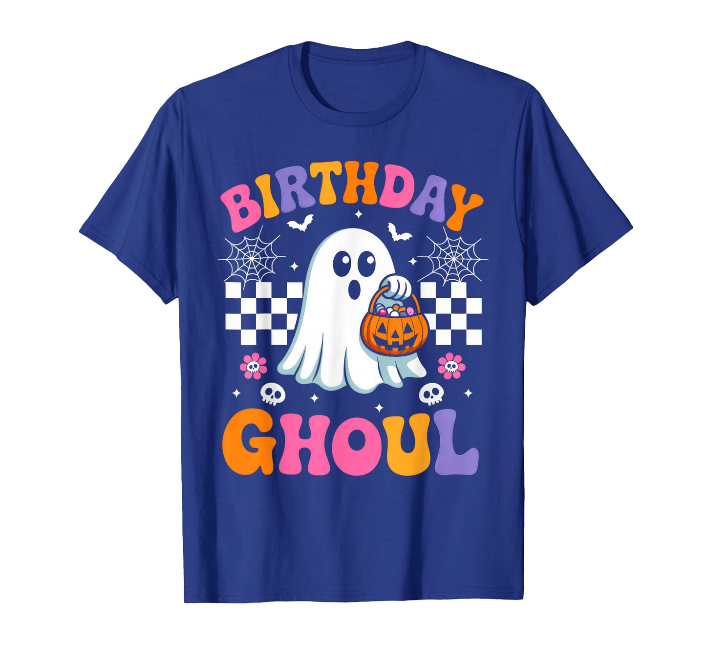 Birthday Ghoul Floral Ghost Groovy Retro Halloween Costume T-Shirt