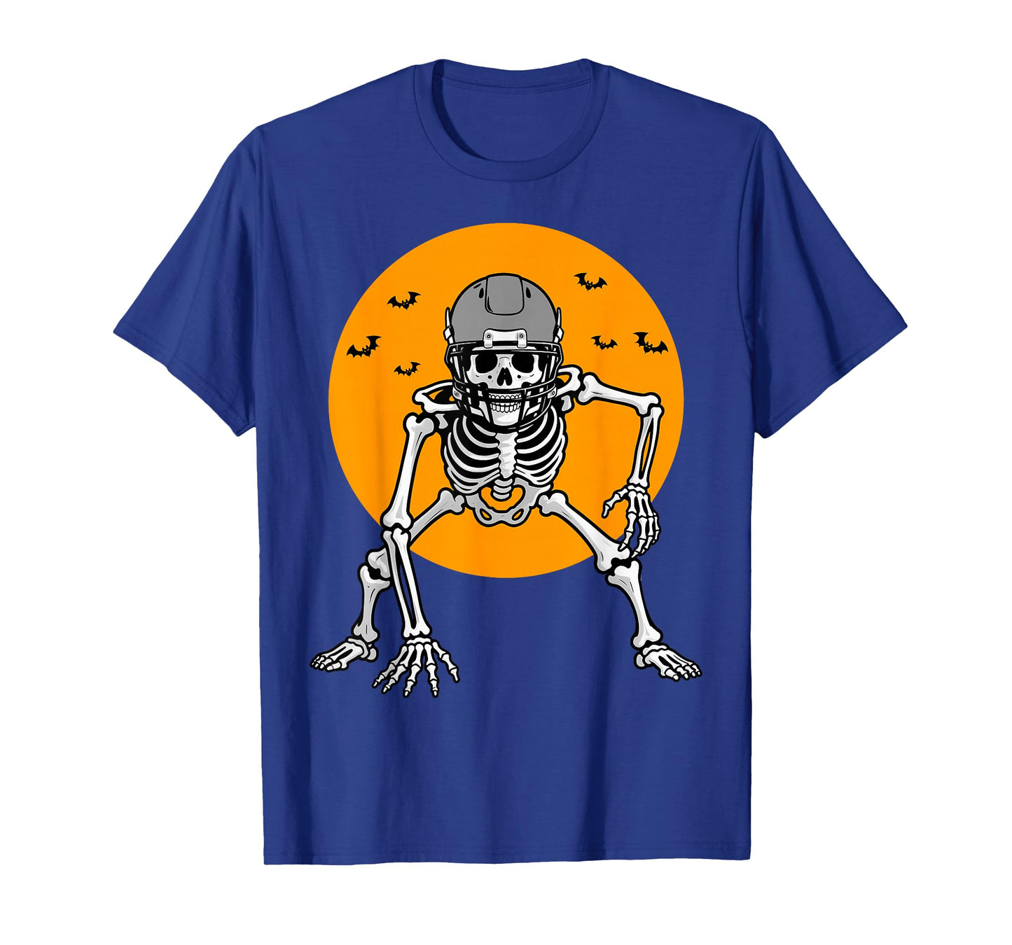 Football Skeleton Line Backer Spooky Face Off Halloween T-Shirt