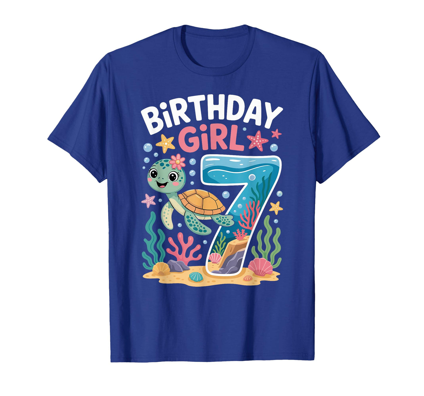 Birthday Girl 7th Sea Turtle Ocean Aquarium T-Shirt