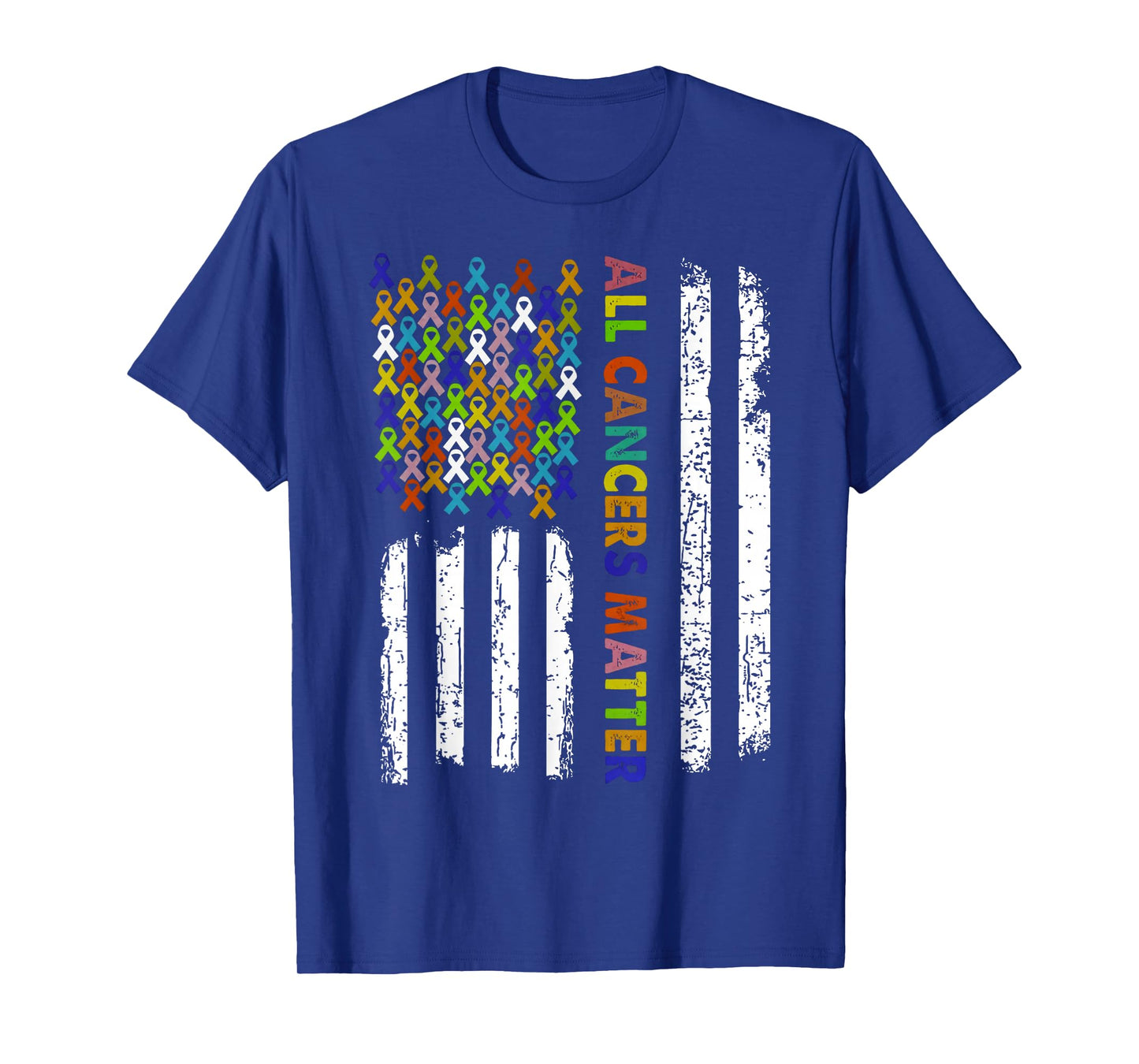 All Cancers Matter Cancer Awareness Ribbon USA Flag T-Shirt