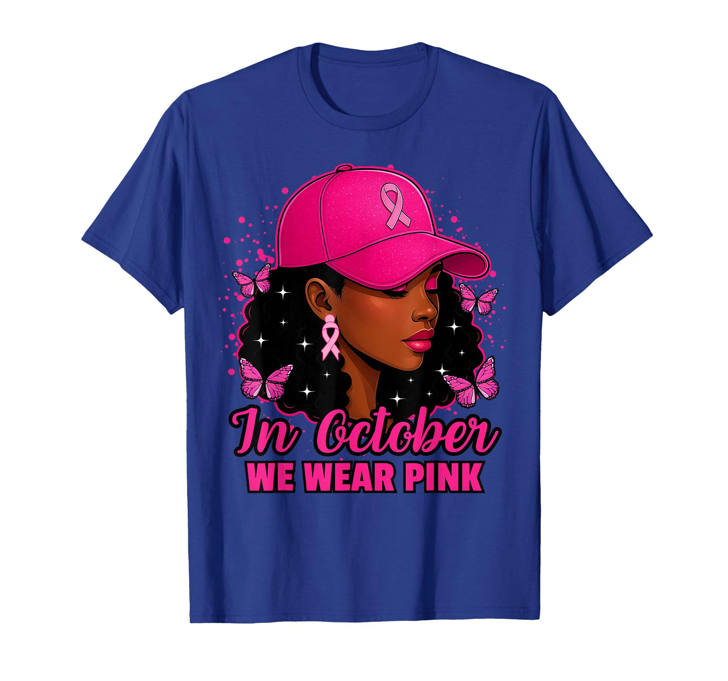 African American Women in October We Wear Pink Breast Cancer T-Shirt