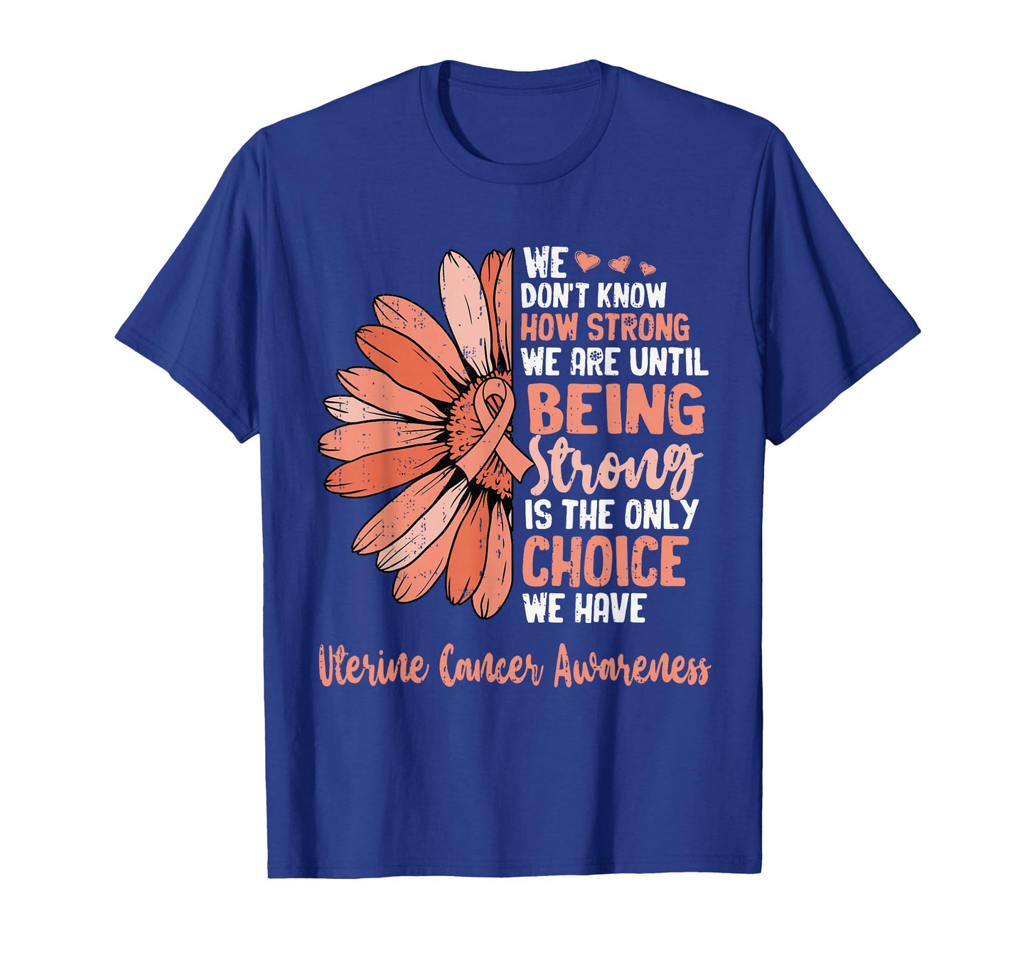 Positivity Uterine Cancer Awareness Sunflower Ribbon Peach T-Shirt