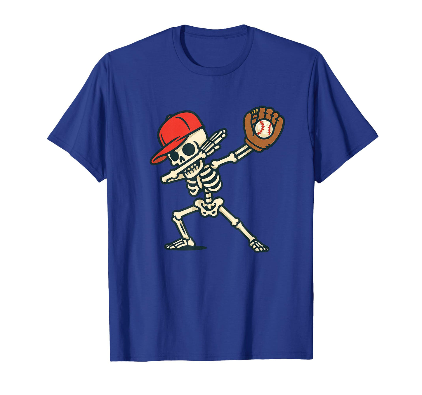 Dabbing Skeleton Baseball Player Halloween Men Women Kids T-Shirt
