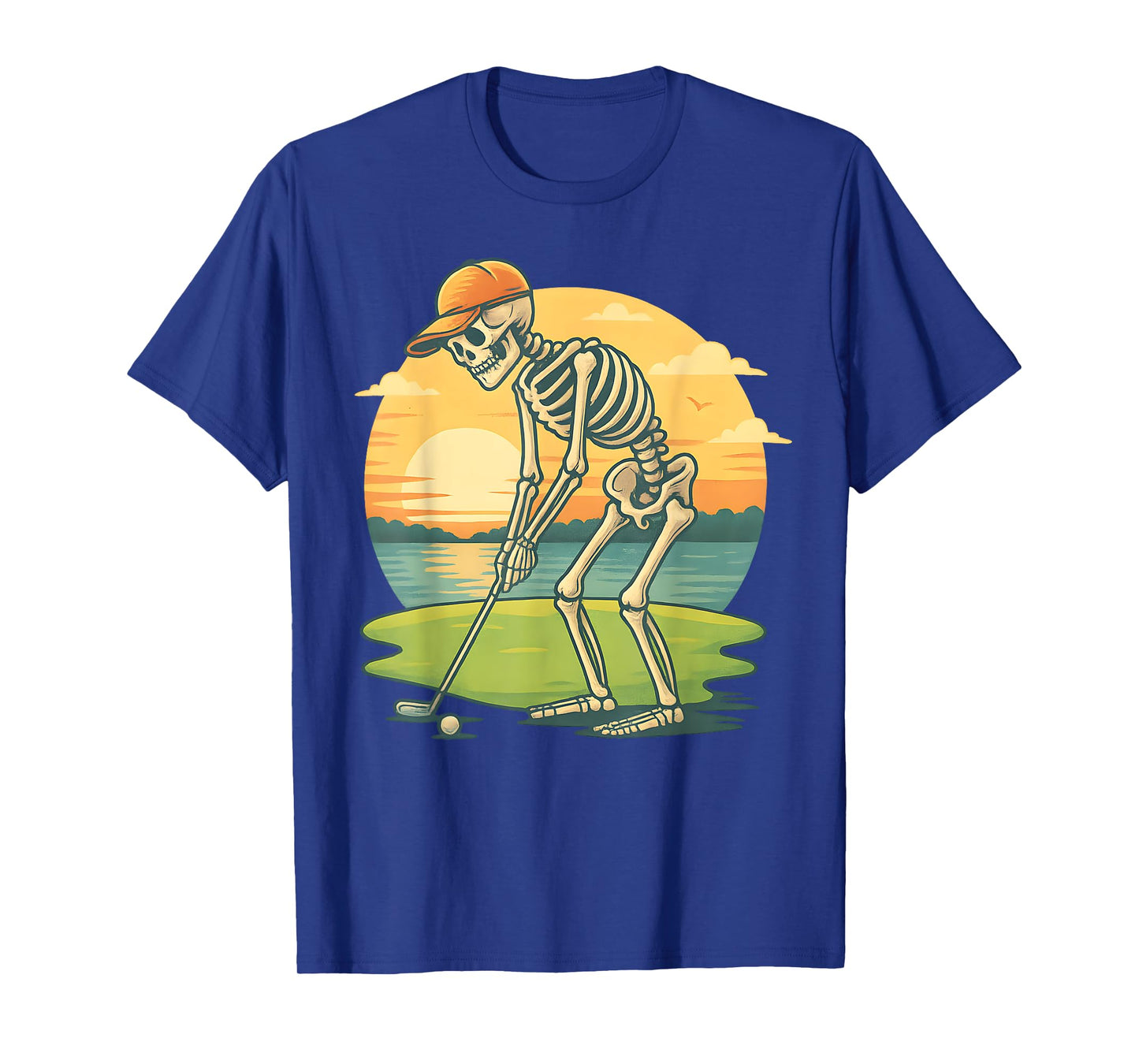 Skeleton Golf Halloween Golfer Golf Player Funny Men Dad T-Shirt