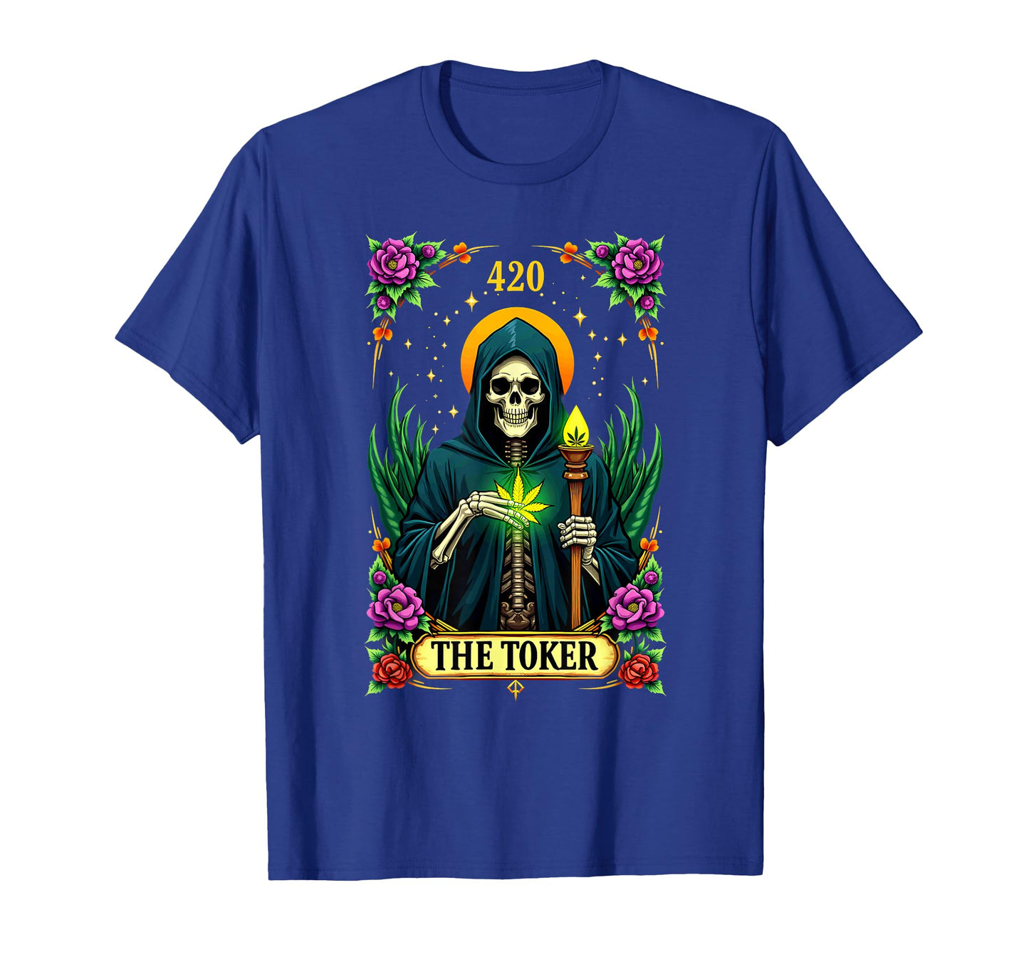Tarot Card The Toker Cannabis Stoner Skeleton Halloween T-Shirt