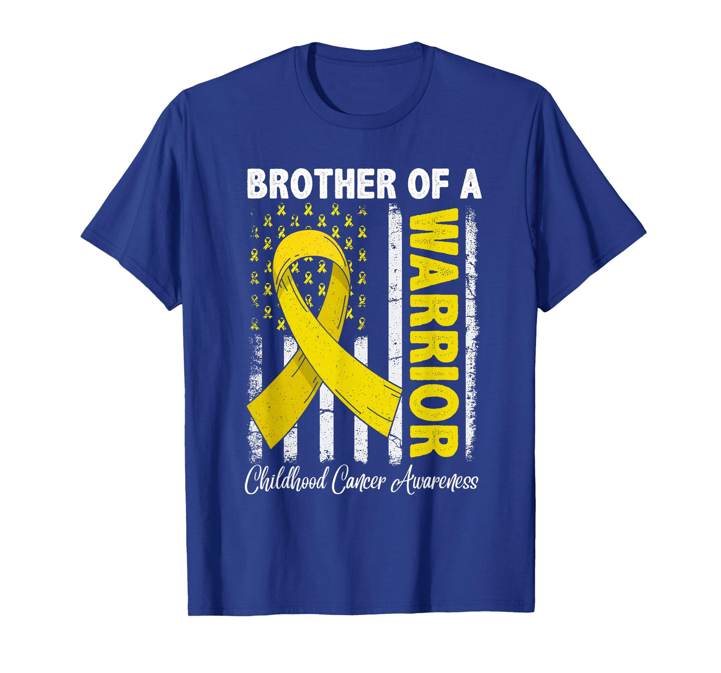 Brother Of A Warrior Childhood Cancer Awareness USA Flag T-Shirt