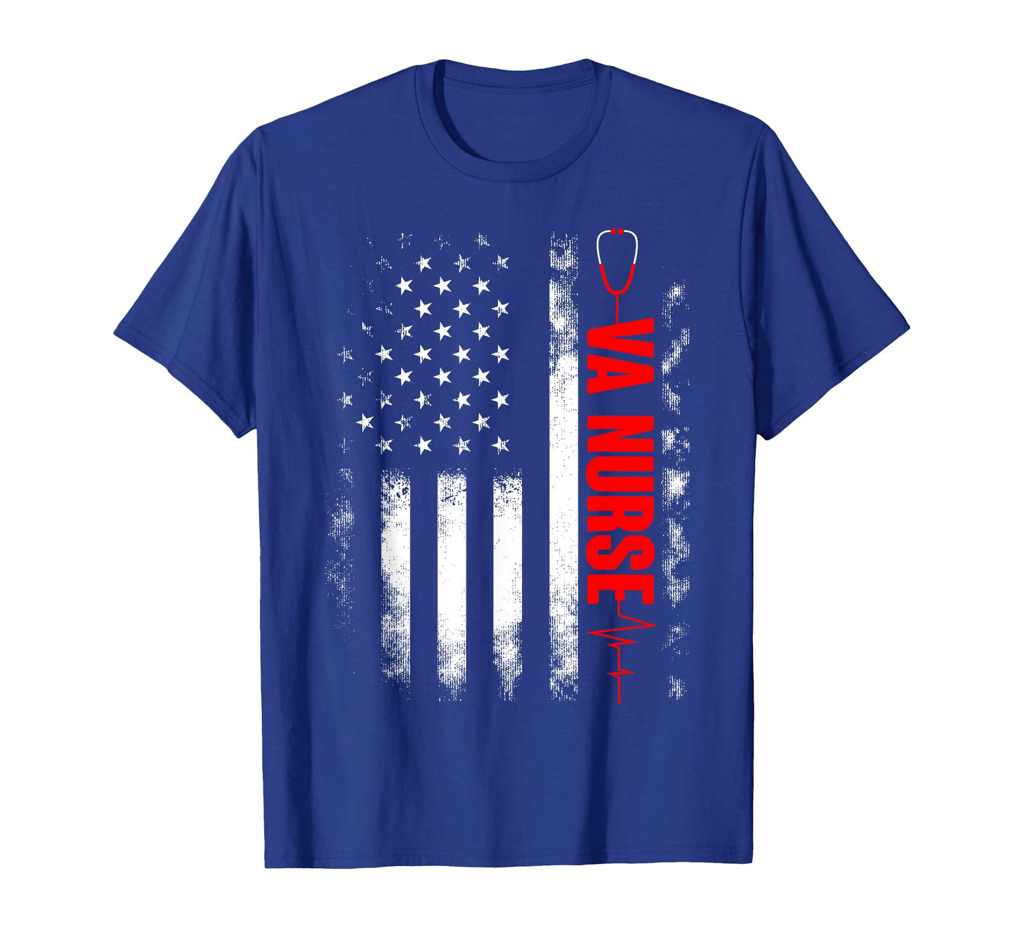 Womens VA Nurse USA American Flag Stethoscope 4th of July T-Shirt