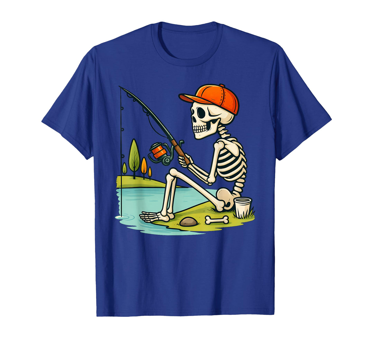 Skeleton Fishing Halloween Costume Funny Fishing Boys Kids T-Shirt
