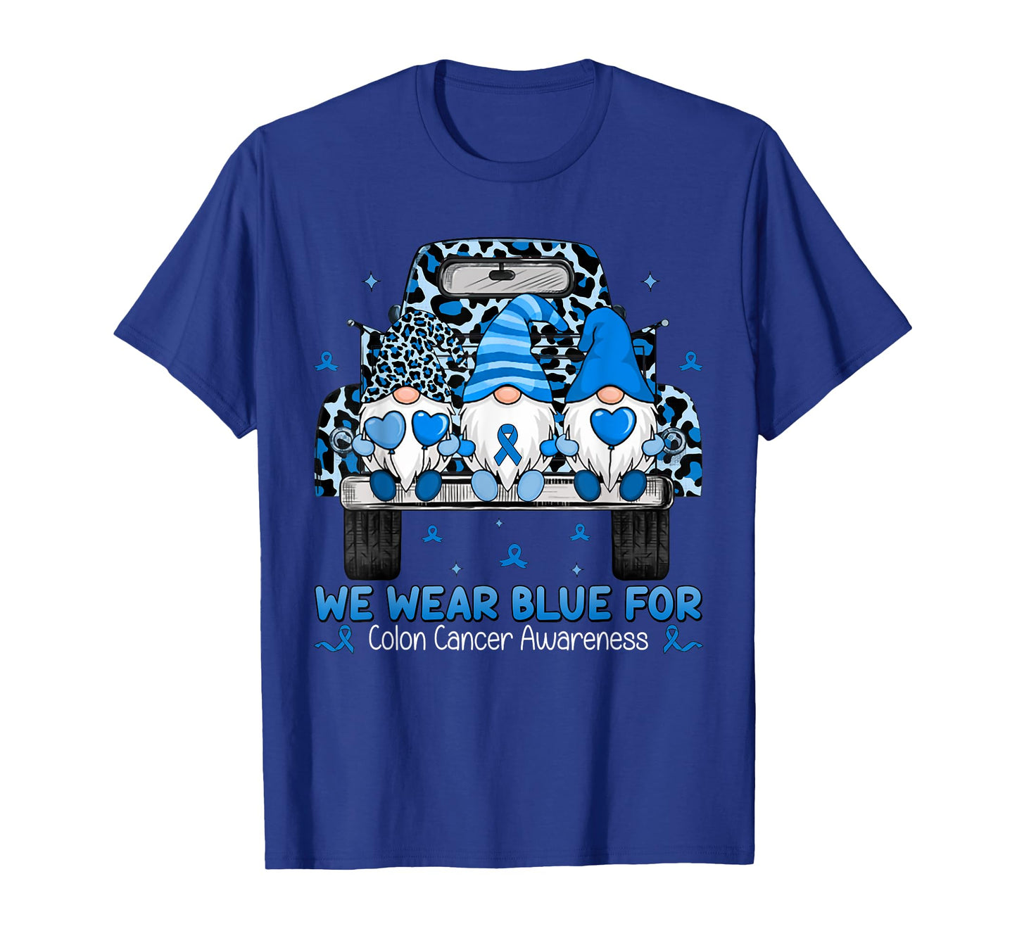 Gnome and Truck We Wear Blue For Colon Cancer Awareness T-Shirt