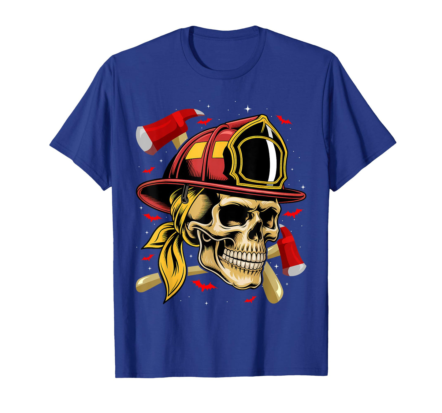 Fireman Skull Firefighter Skeleton Halloween Costume T-Shirt