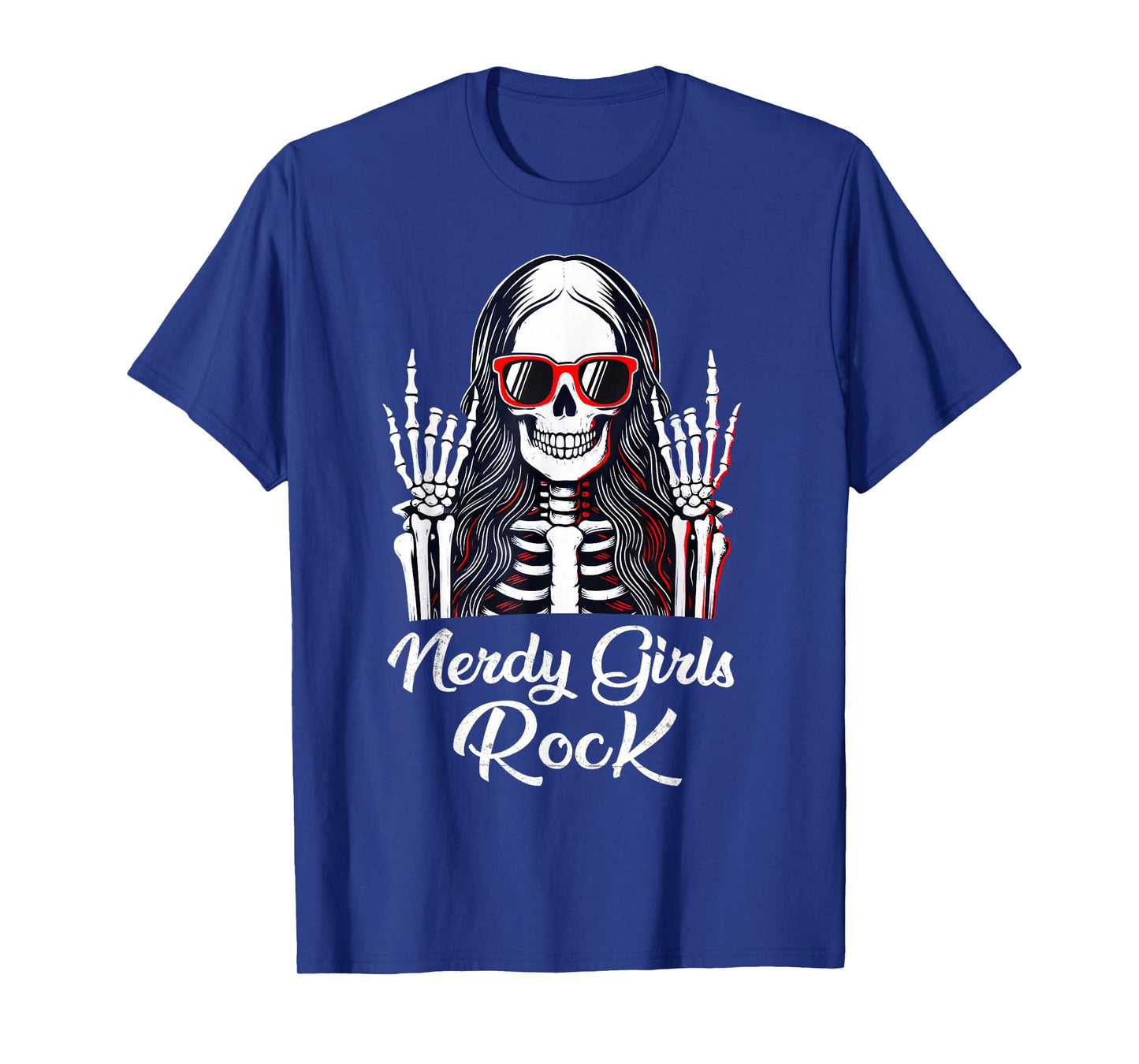 Nerdy Girls Rock Geek Rocker Girls Rock Cool Skeleton Kids T-Shirt