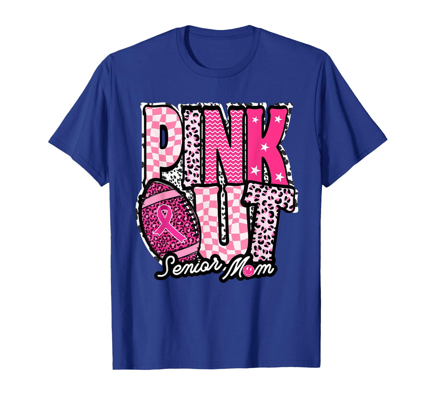 Senior Football Mom Pink Out Breast Cancer Awareness T-Shirt